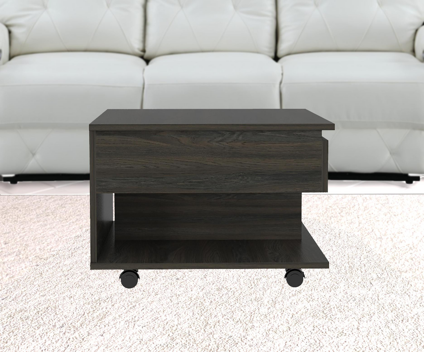 "22"" Carbon Espresso Manufactured Wood Rectangular Coffee Table With Drawer"