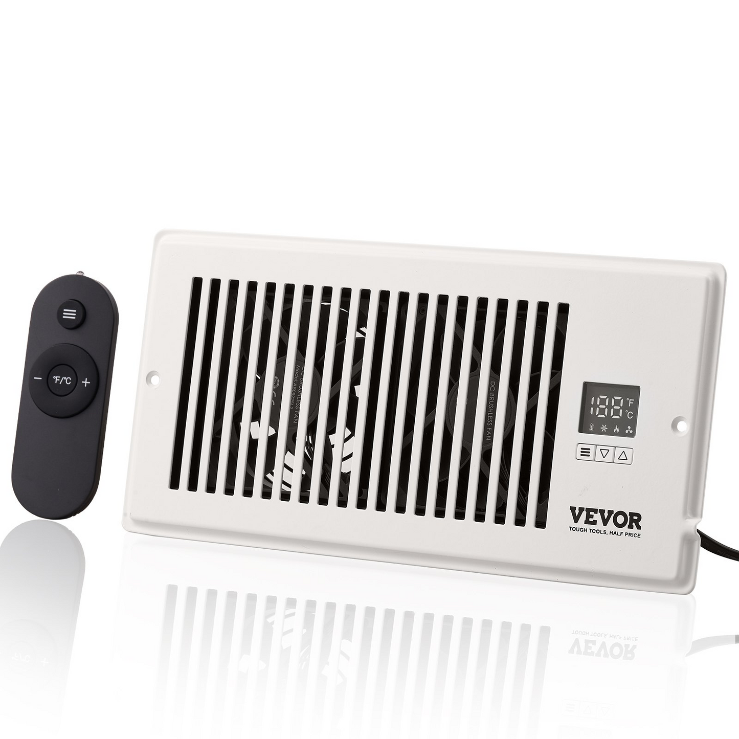 VEVOR Register Booster Fan, Quiet Vent Booster Fan Fits 6” x 12” Register Holes, with Remote Control and Thermostat Control, Adjustable Speed for Heating Cooling Smart Vent, White