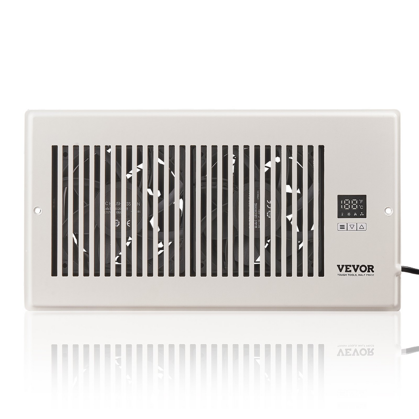 VEVOR Register Booster Fan, Quiet Vent Booster Fan Fits 6” x 12” Register Holes, with Remote Control and Thermostat Control, Adjustable Speed for Heating Cooling Smart Vent, White