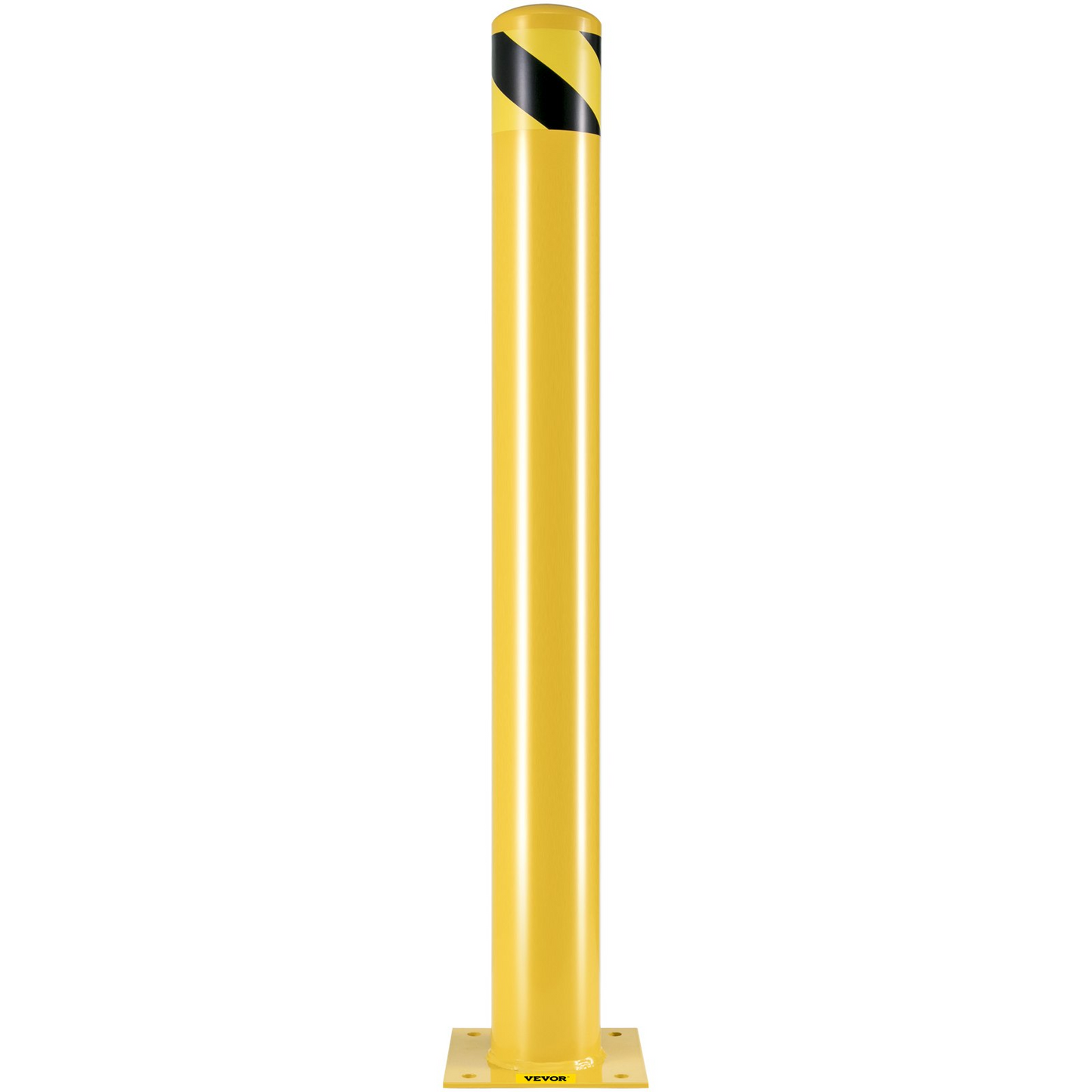 VEVOR Safety Bollard, 42 Inch Height Bollard Post, 4.5 Inch Diameter Steel Pipe Safety Bollard Post, Yellow Steel Bollard, Steel Safety Bollard with 8 Anchor Bolts, Perfect for Traffic-Sensitive Area