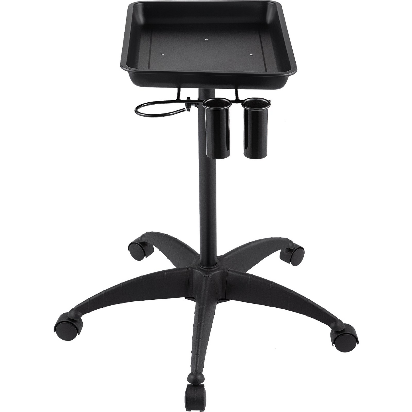 VEVOR Mayo Stand Medical Tray, Height Adjustable Stainless Steel Salon Tray Easy Assemble Tattoo Cart Lab Tray with 2 Cups & 1 Metal Ring for SPA Clinic Personal Care Lab Hospital Dentistry, Black