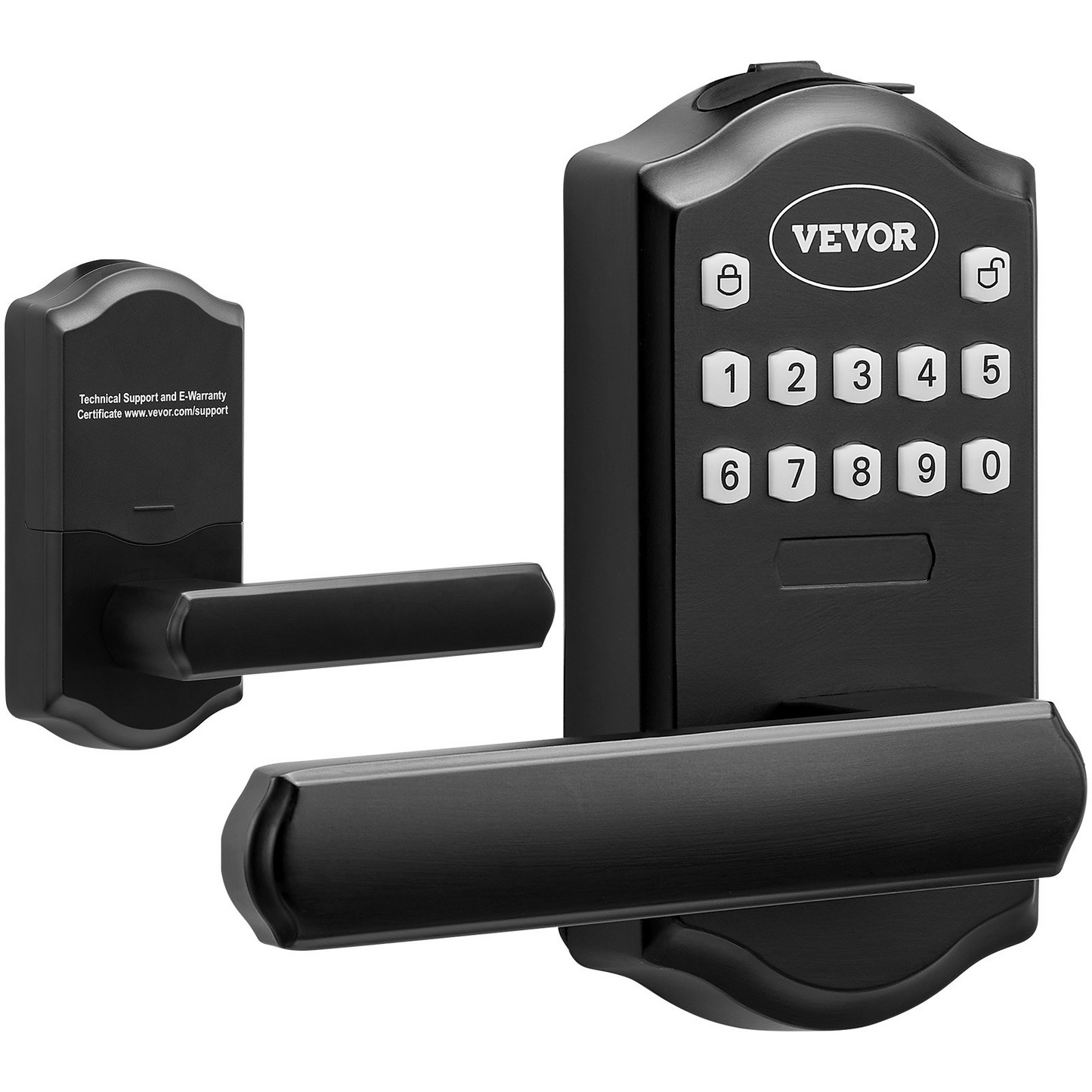 VEVOR Keyless Entry Door Lock, Electronic Keypad Entry Lever, Password and Key Unlock Combination Door Lock, Auto-Locking Keypad Door Lock with Deadbolt for Front Door, Matte Black, 5.63 x 2.76 in
