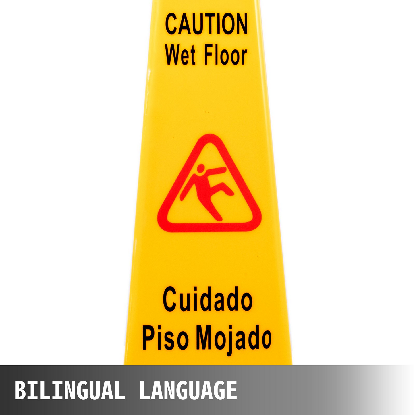 VEVOR 3 Pack Floor Safety Cone Yellow Caution Wet Floor Signs 4 Sided Floor Wet Sign Public Safety Wet Floor Cones Bilingual Wet Sign Floor for Indoors and Outdoors
