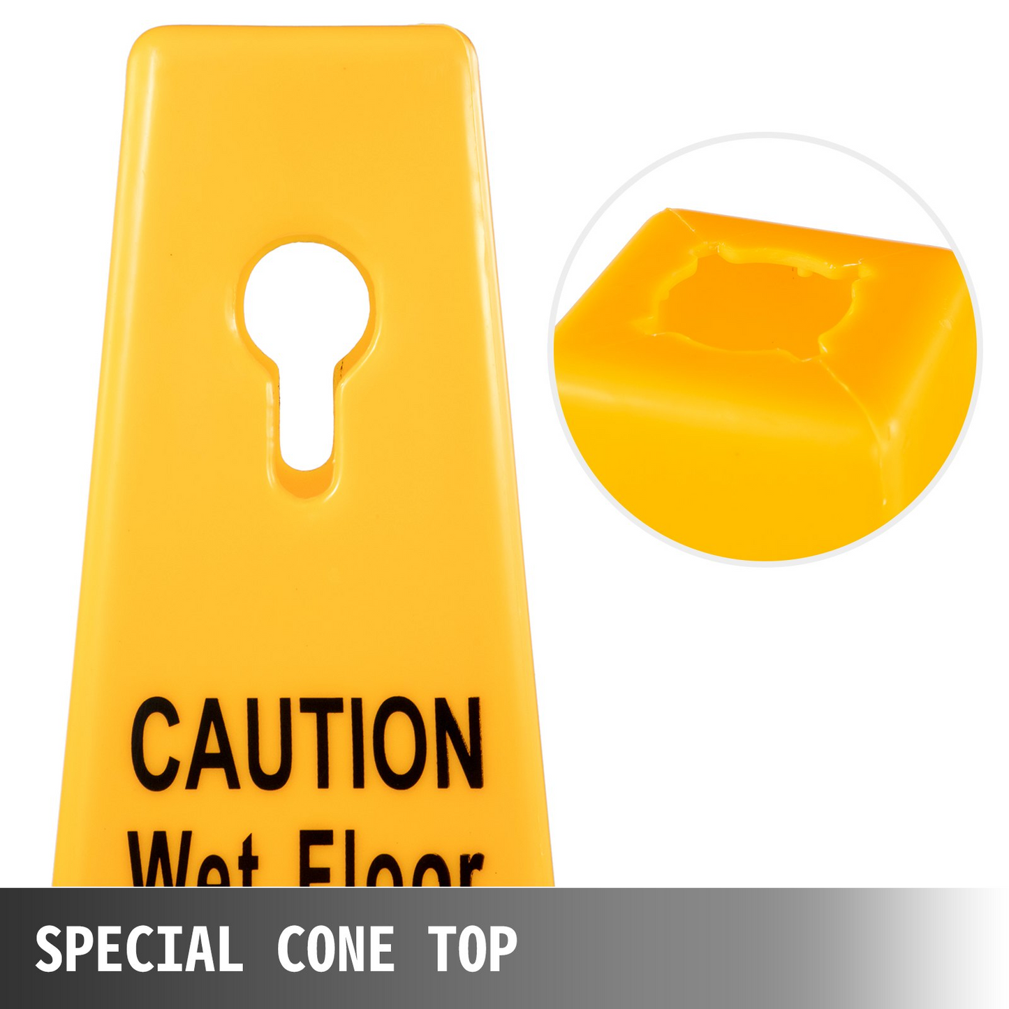 VEVOR 3 Pack Floor Safety Cone Yellow Caution Wet Floor Signs 4 Sided Floor Wet Sign Public Safety Wet Floor Cones Bilingual Wet Sign Floor for Indoors and Outdoors