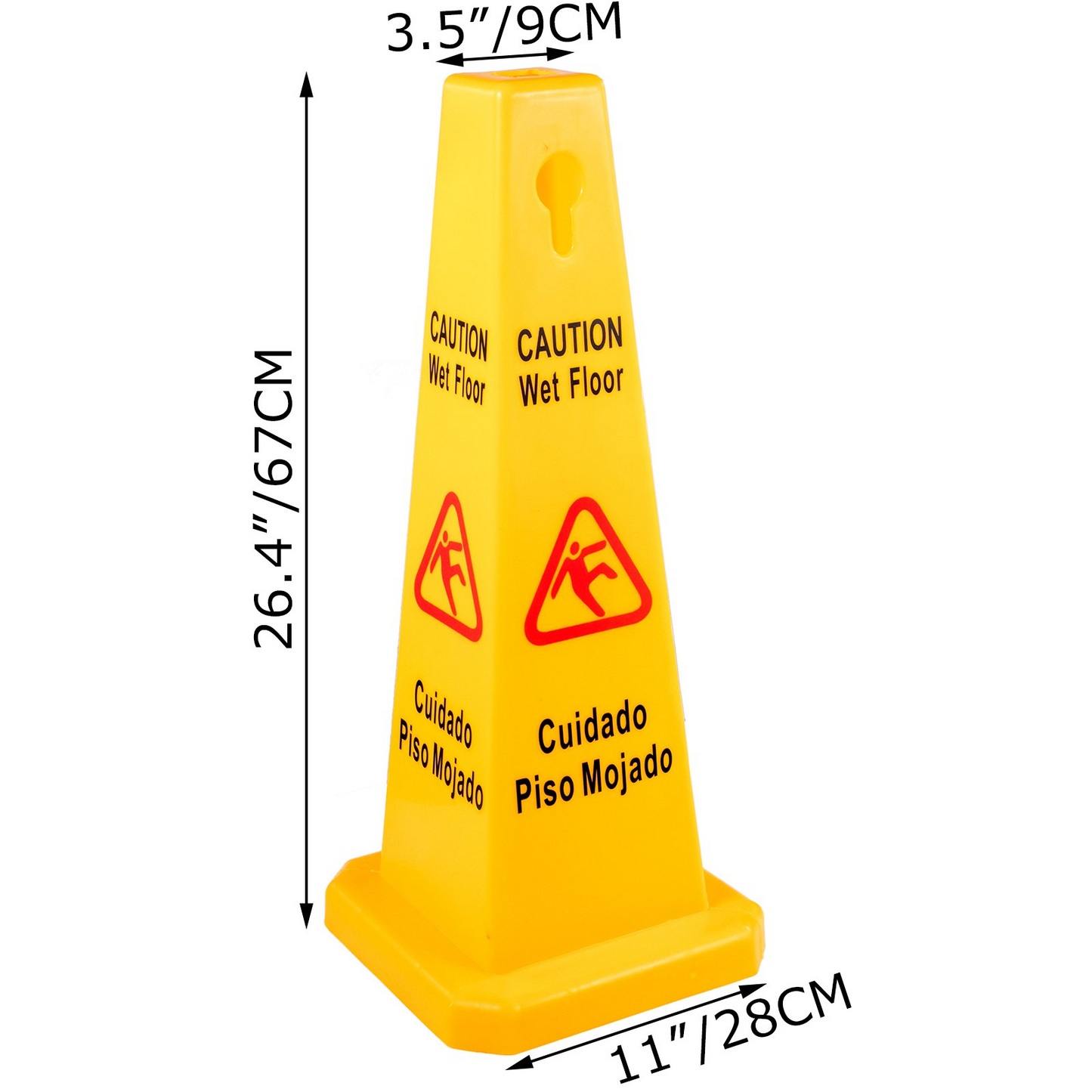 VEVOR 3 Pack Floor Safety Cone Yellow Caution Wet Floor Signs 4 Sided Floor Wet Sign Public Safety Wet Floor Cones Bilingual Wet Sign Floor for Indoors and Outdoors