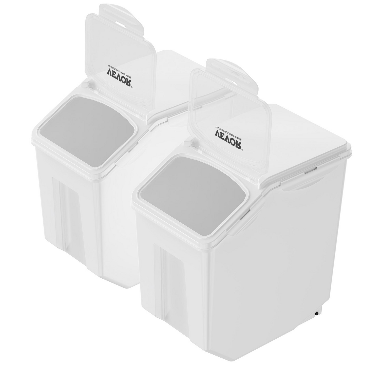 VEVOR Ingredient Storage Bin, 2 x 15L Dispenser Bin with 2 Measuring Cups, Attachable Casters and Airtight Lid, 2 Pcs/Set Dog Pet Food Storage Container, PP Material Kitchen Rice Cereal Flour Bin