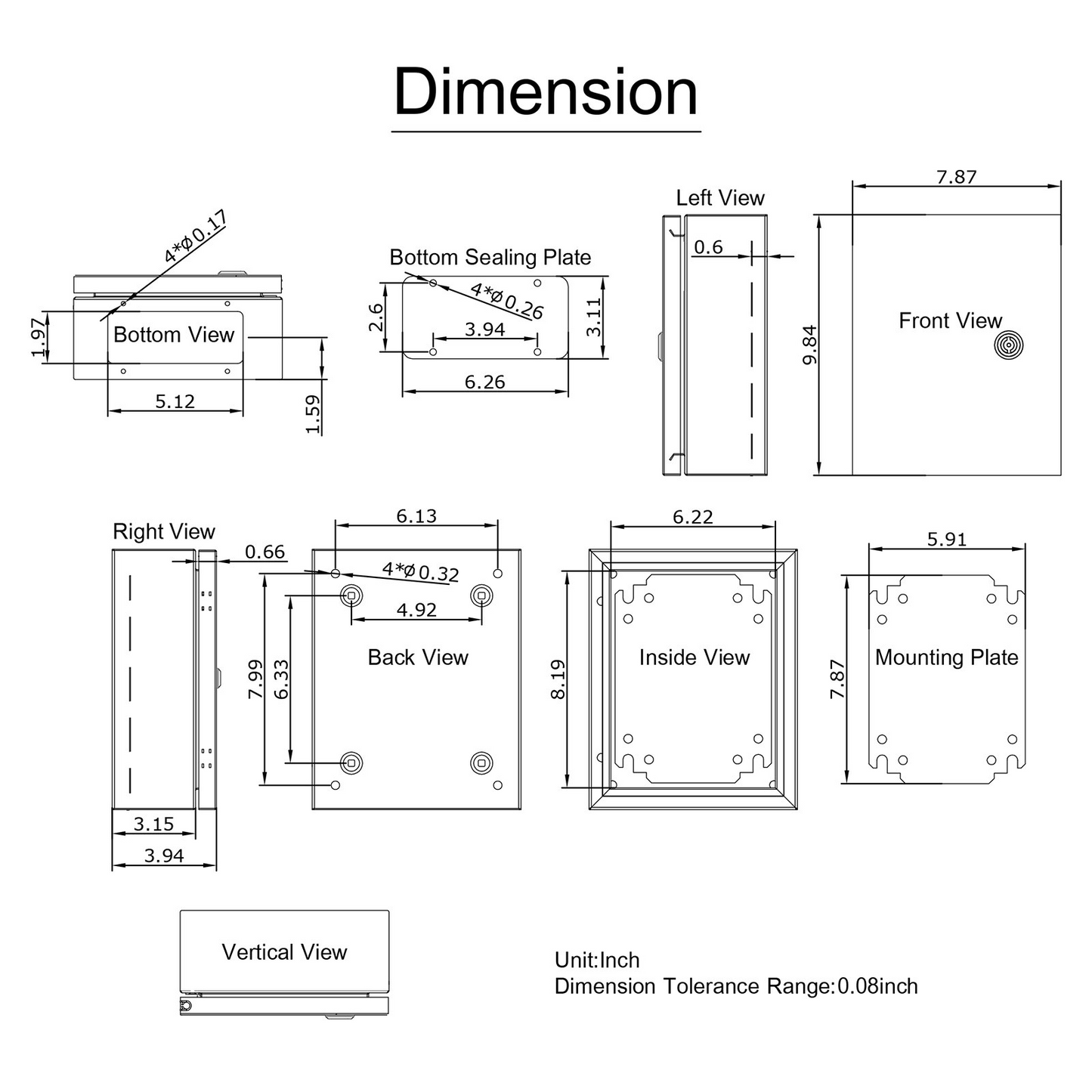 VEVOR NEMA Stainless Steel Enclosure, 10 x 8 x 4'' NEMA 4X Steel Electrical Box, IP66 Waterproof & Dustproof, Outdoor/Indoor Electrical Junction Box, with Mounting Plate