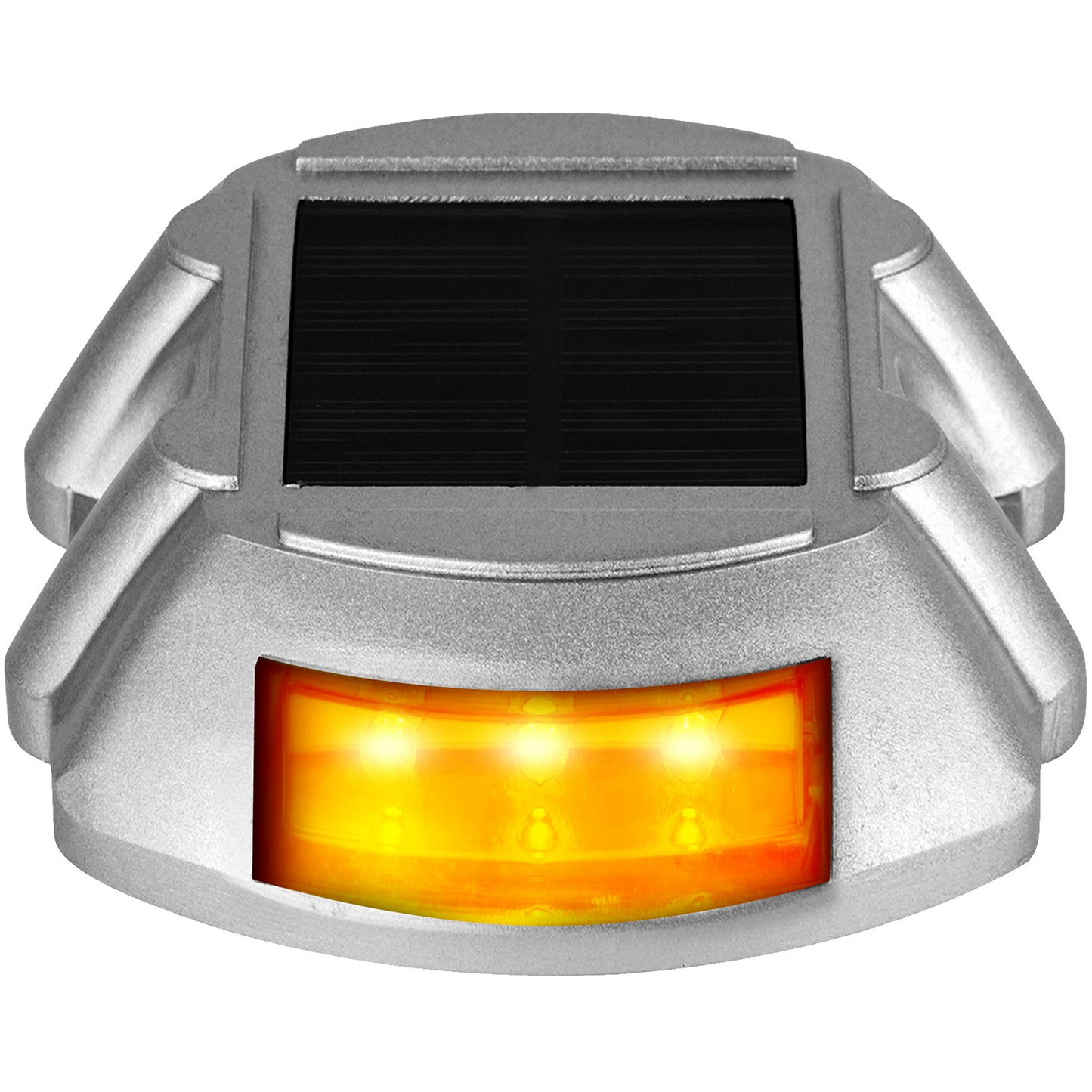 Vevor Driveway Lights, 4-Pack Solar Driveway Lights with Switch Button, Solar Deck Lights Waterproof, Wireless Dock Lights 6 LEDs for Path Warning Garden Walkway Sidewalk Steps, LED Bright Orange