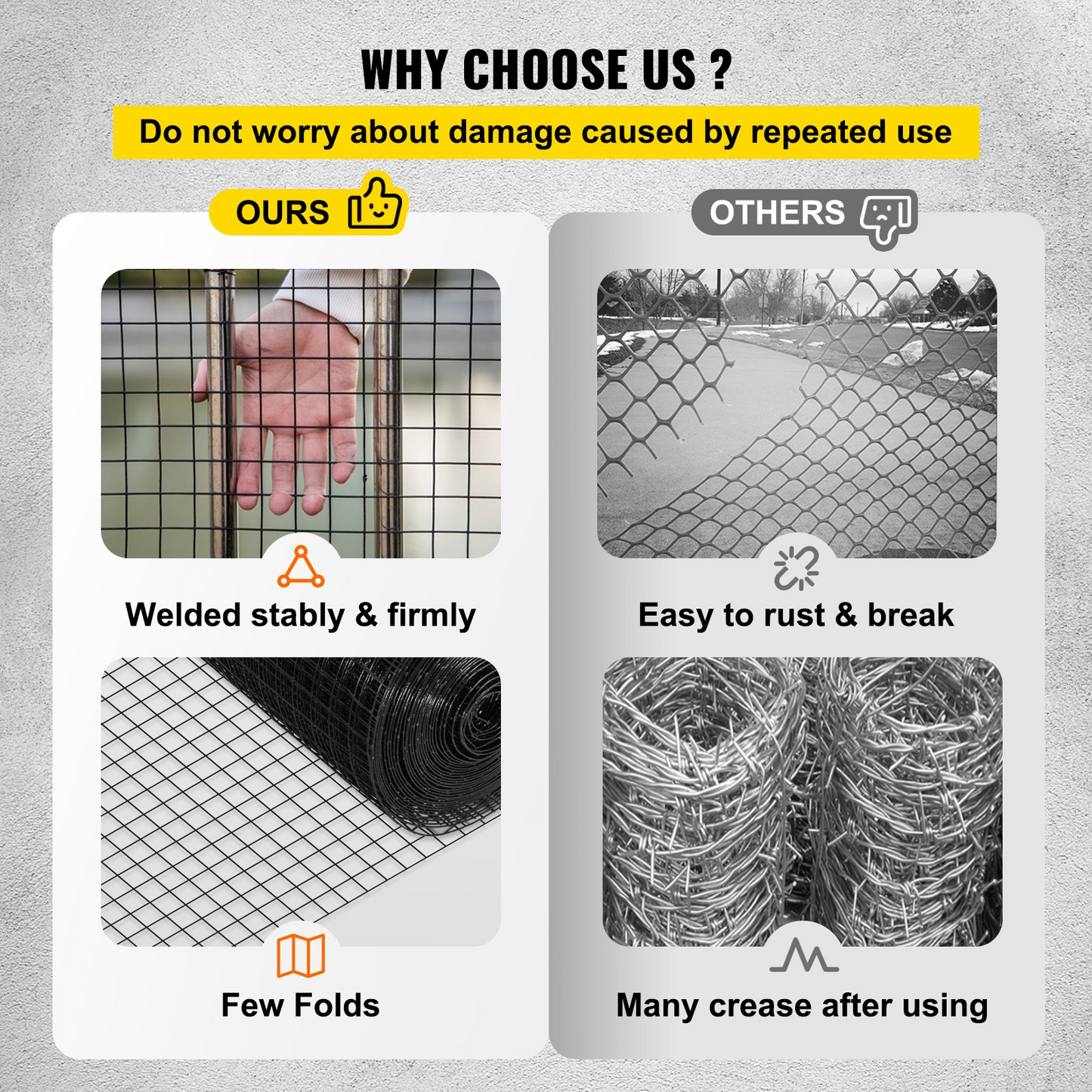 VEVOR Welded Wire Fence Vinyl Coated Chicken Rabbit Mesh 1"x1" 16 Gauge 24"x50'