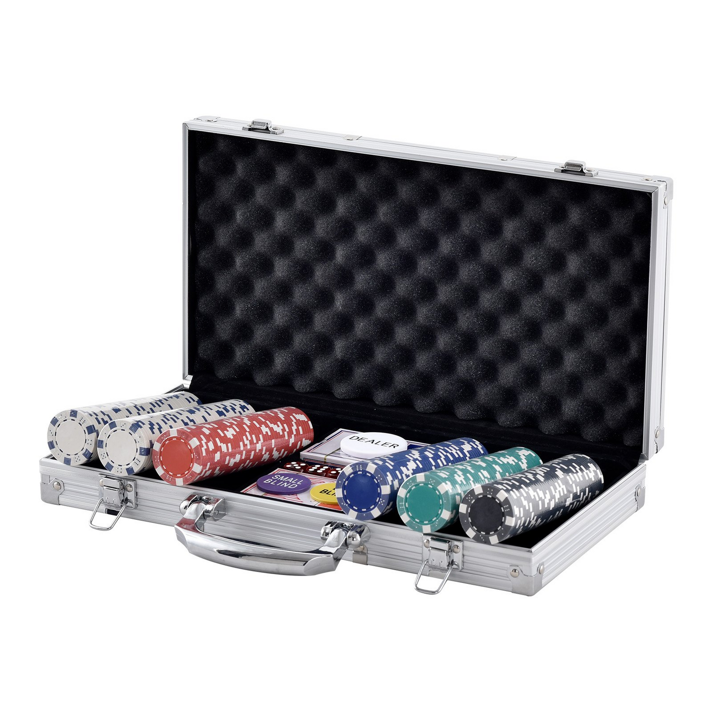 VEVOR Poker Chip Set, 300-Piece Poker Set, Complete Poker Playing Game Set with Aluminum Carrying Case, 11.5 Gram Casino Chips, Cards, Buttons and Dices, for Texas Hold'em, Blackjack, Gambling