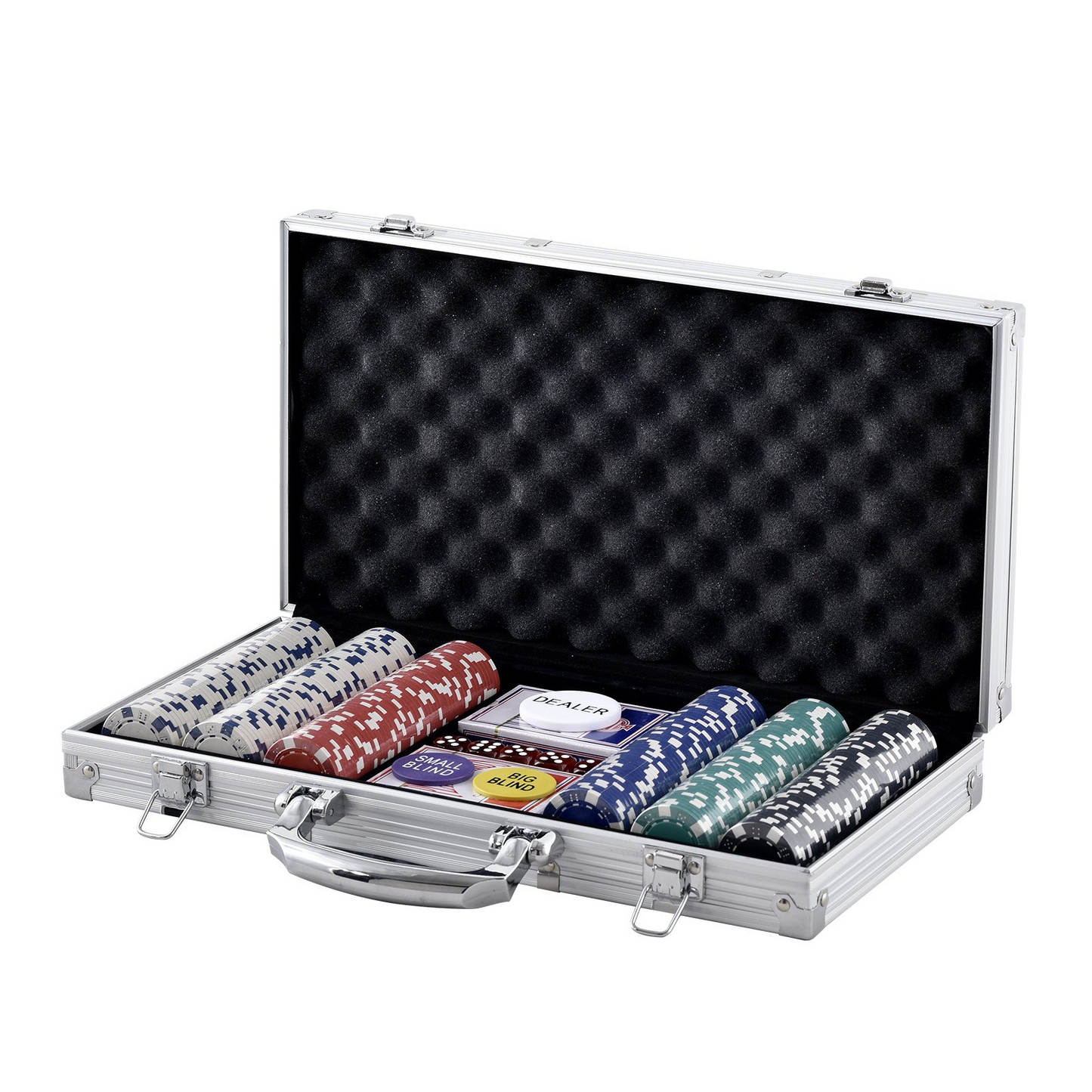 VEVOR Poker Chip Set, 300-Piece Poker Set, Complete Poker Playing Game Set with Aluminum Carrying Case, 11.5 Gram Casino Chips, Cards, Buttons and Dices, for Texas Hold'em, Blackjack, Gambling