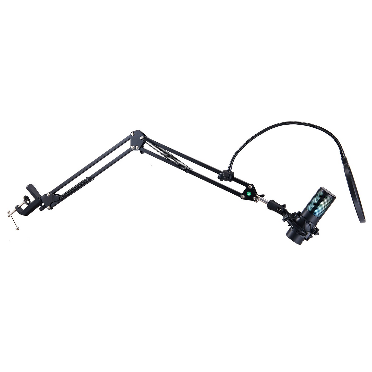 VEVOR USB Microphone, 192 kHz/24-bit, Professional Condenser Microphone Kit with Boom Arm Stand Pop Filter Shock Mount, 11 RGB Lighting Effects Mute Button Headphones Jack for Recording Gaming Singing