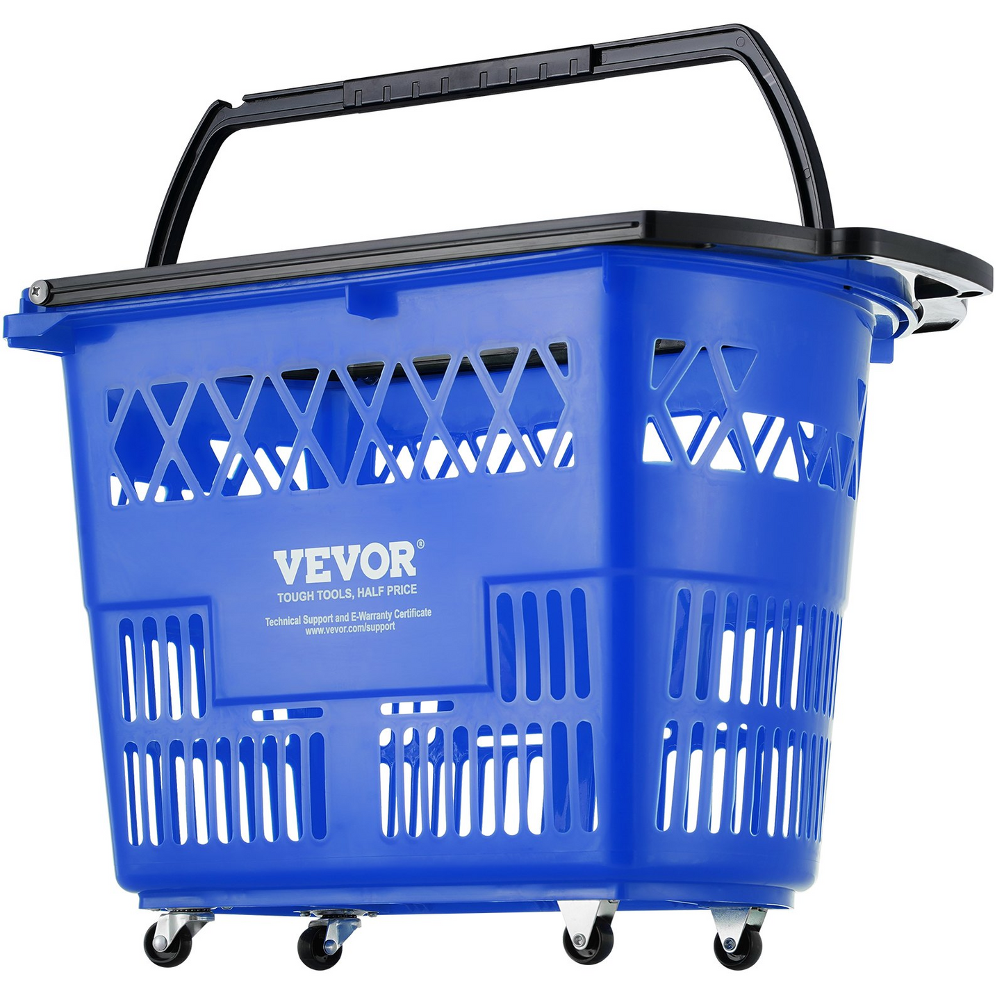 VEVOR Plastic Rolling Shopping Trolley Basket On Wheels 6PCS 39L with Handle