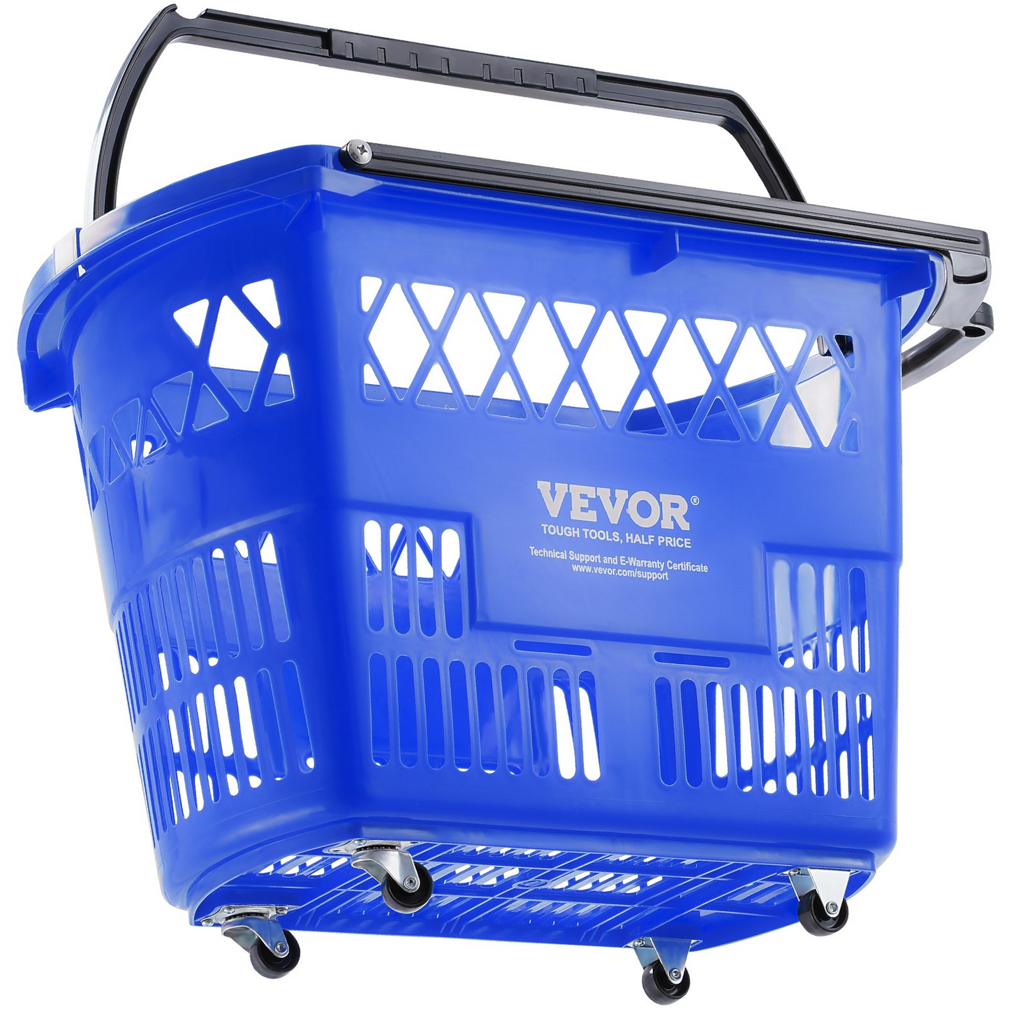 VEVOR Plastic Rolling Shopping Trolley Basket On Wheels 6PCS 39L with Handle