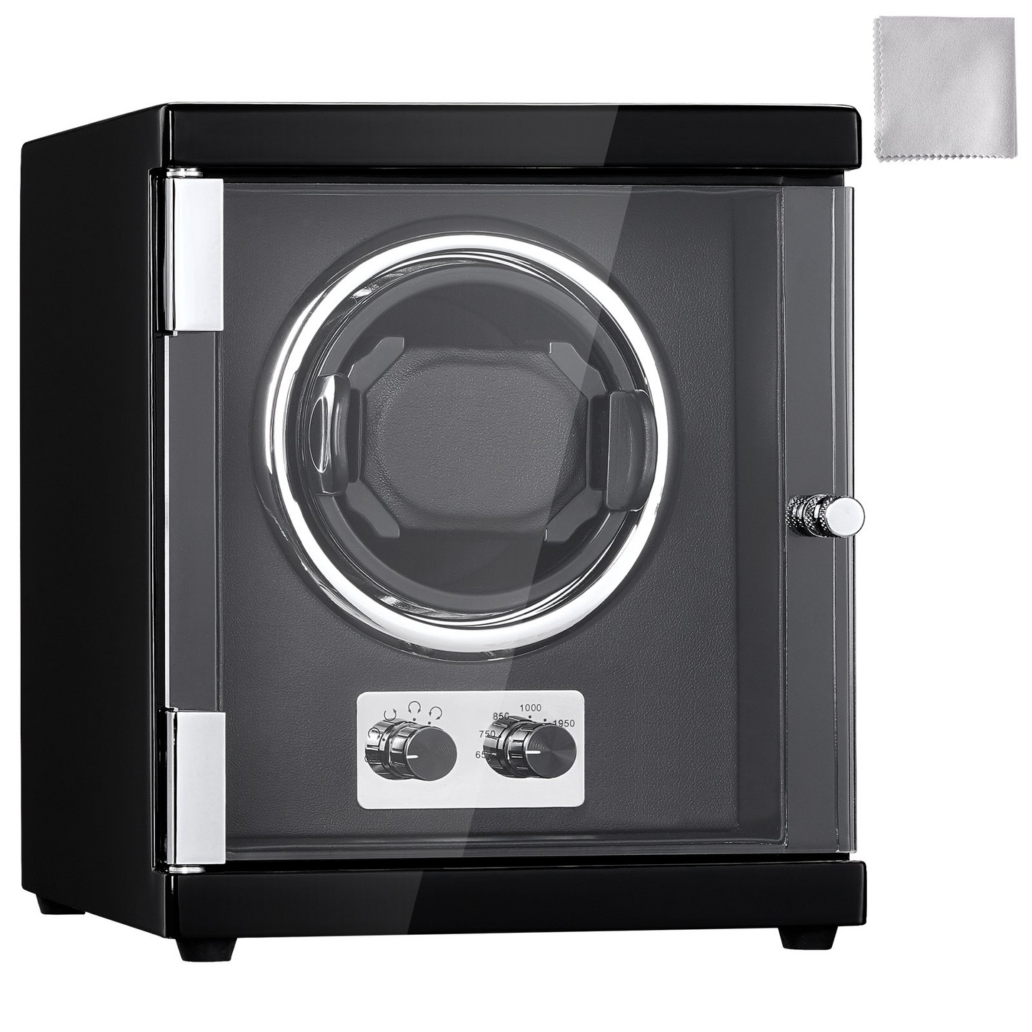 VEVOR Watch Winder, Single Watch Winder for Men's and Women's Automatic Watch, with Super Quiet Japanese Mabuchi Motor, Blue LED Light and Adapter, High-Density Board Shell and Black PU
