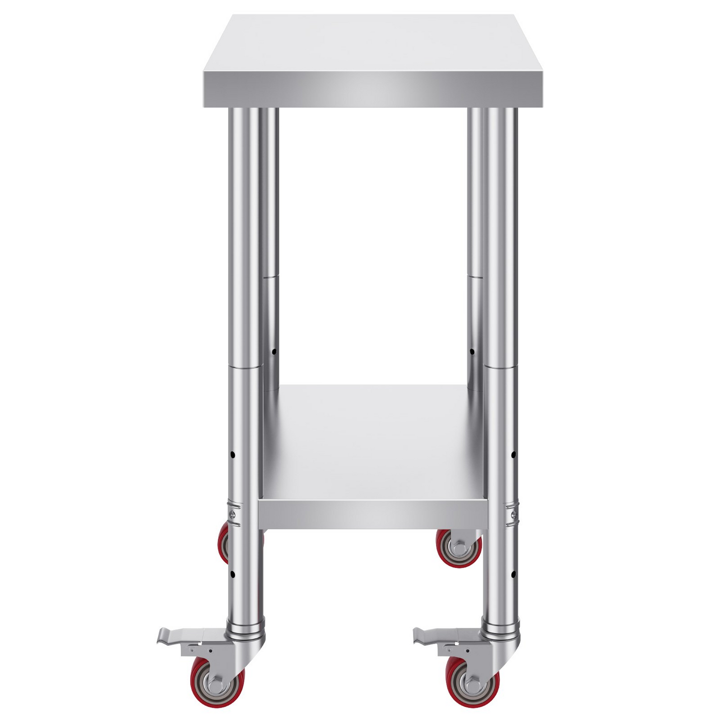 VEVOR 24x18x34 Inch Stainless Steel Work Table 3-Stage Adjustable Shelf with 4 Wheels Heavy Duty Commercial Food Prep Worktable with Brake for Kitchen Prep Work