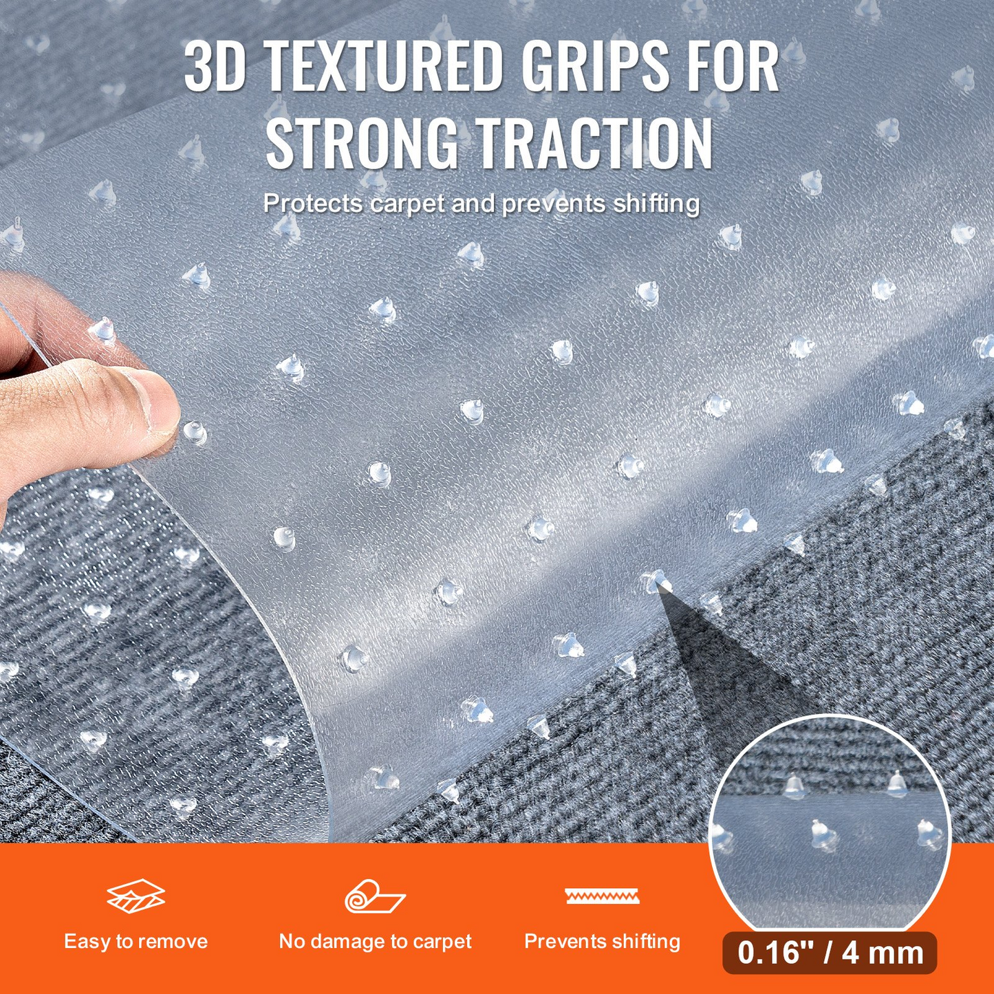 VEVOR Carpet Protector for Pets, 24" x 6' PVC Scratch-Proof Cat Carpet Protector for Doorway, Anti-Slip Cat Scratch Protector Mat, Easy to Cut Plastic Carpet Scratch Stopper, Cat Scratch Guard Carpet