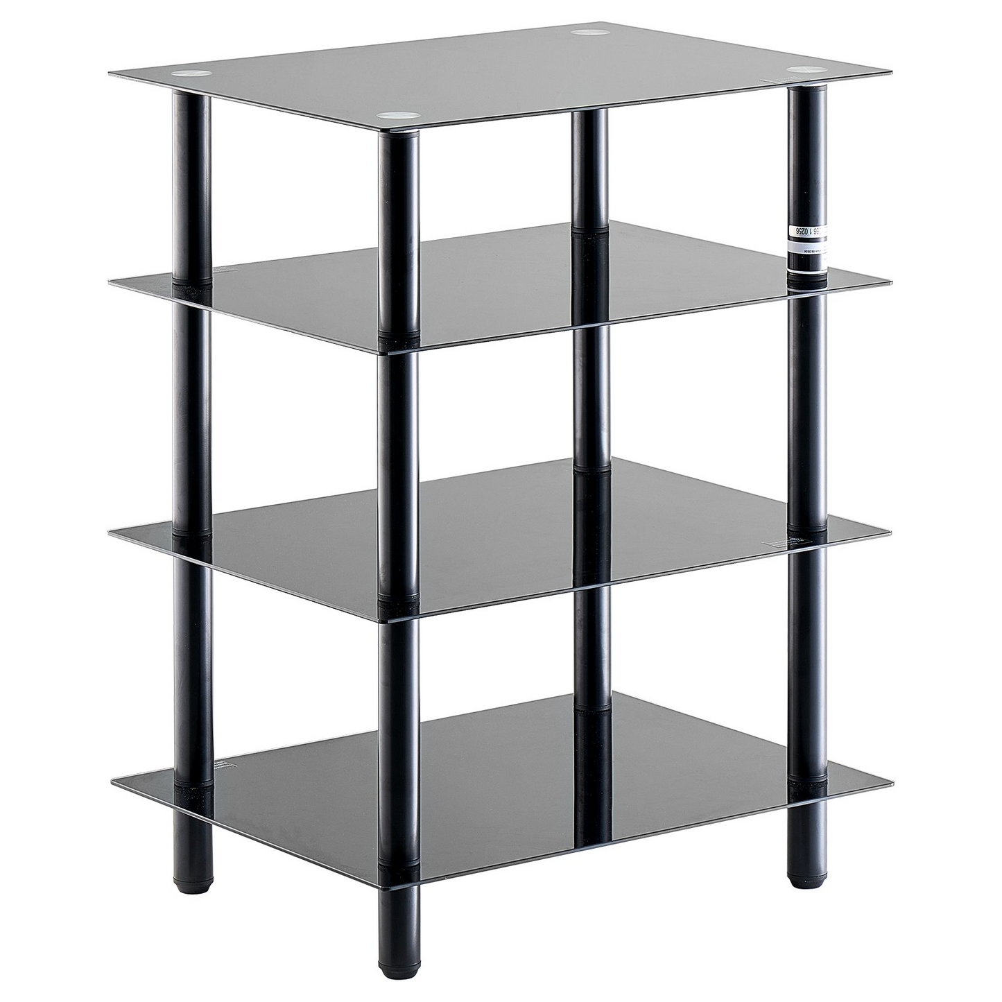 VEVOR 4-Tier AV Media Stand Strengthened Tempered Glass Audio-Video Media Stand, AV Media Stand Corner Shelf Corner Shelves Component Cabinet Stereo Audio Rack Stand Tower Perfect for DVD Players For Game Console/TV Box, Living Room Storage, Corner