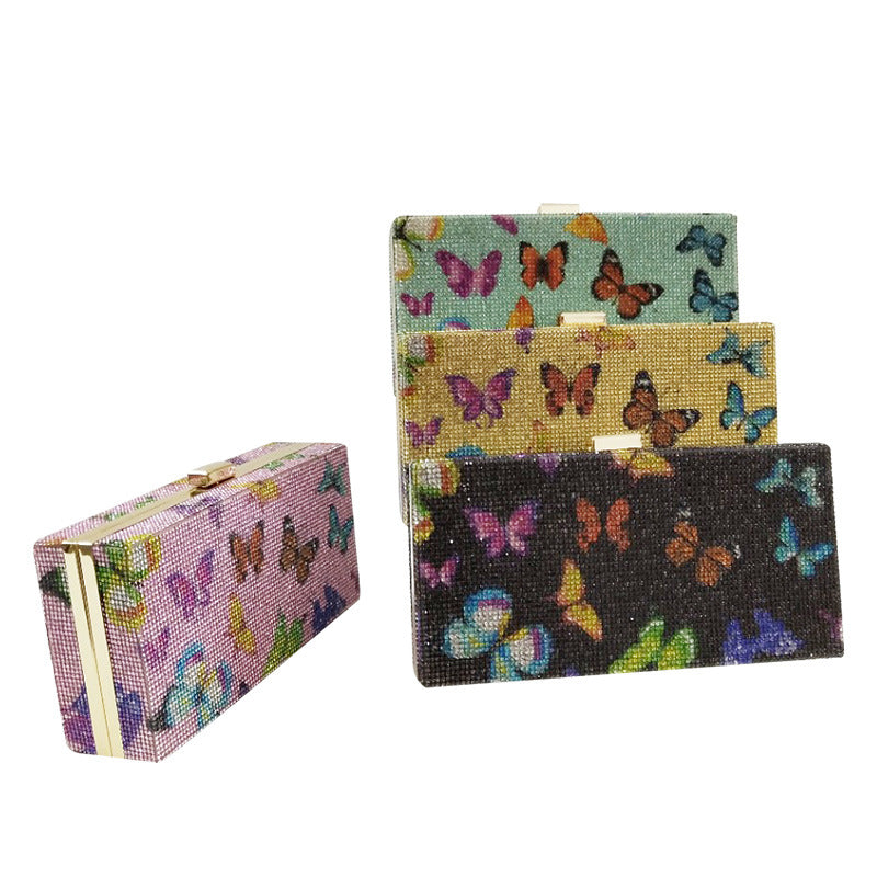 Papillons Evening Clutch Bag With Rhinestones