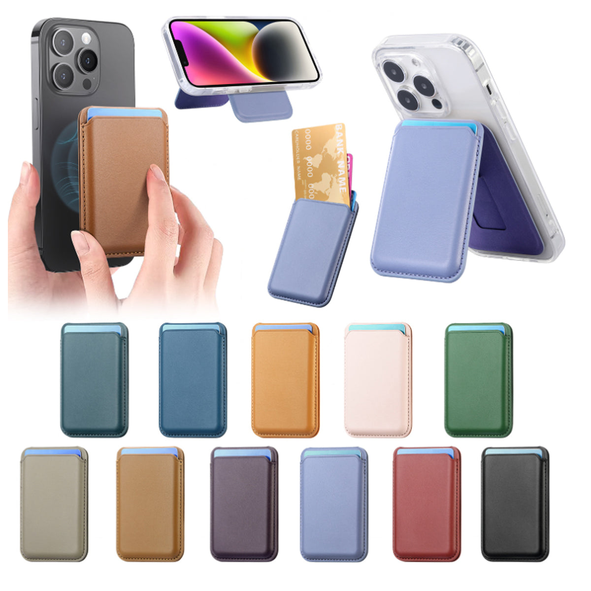 Sleek Wally Strong Magnetic Back Wallet For Apple iPhones and Samsung Phones