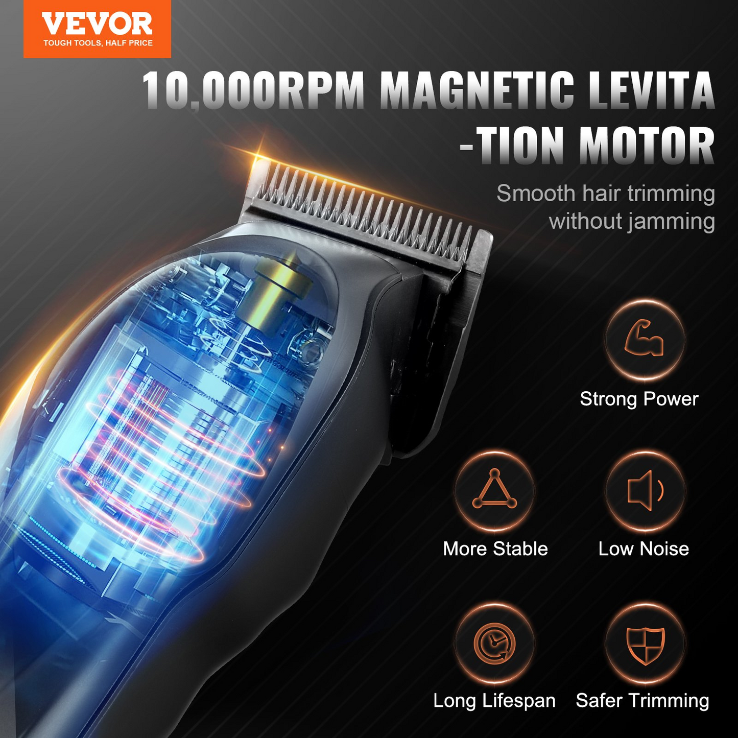 VEVOR Professional Hair Clipper Men's Barber Clipper 10000RPM & DLC Fade Blade