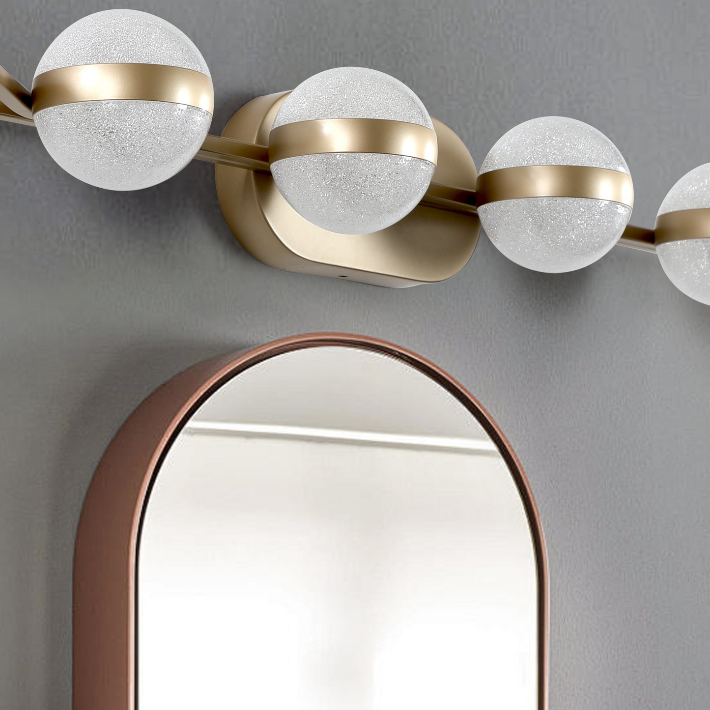 Modern Minimalist Bathroom Vanity Light, LED 6 Bulb Acrylic Shades, Wall Mounted Decorative Lighting Fixture, Suitable for Bathroom Vanity Mirror (Champagne Gold)