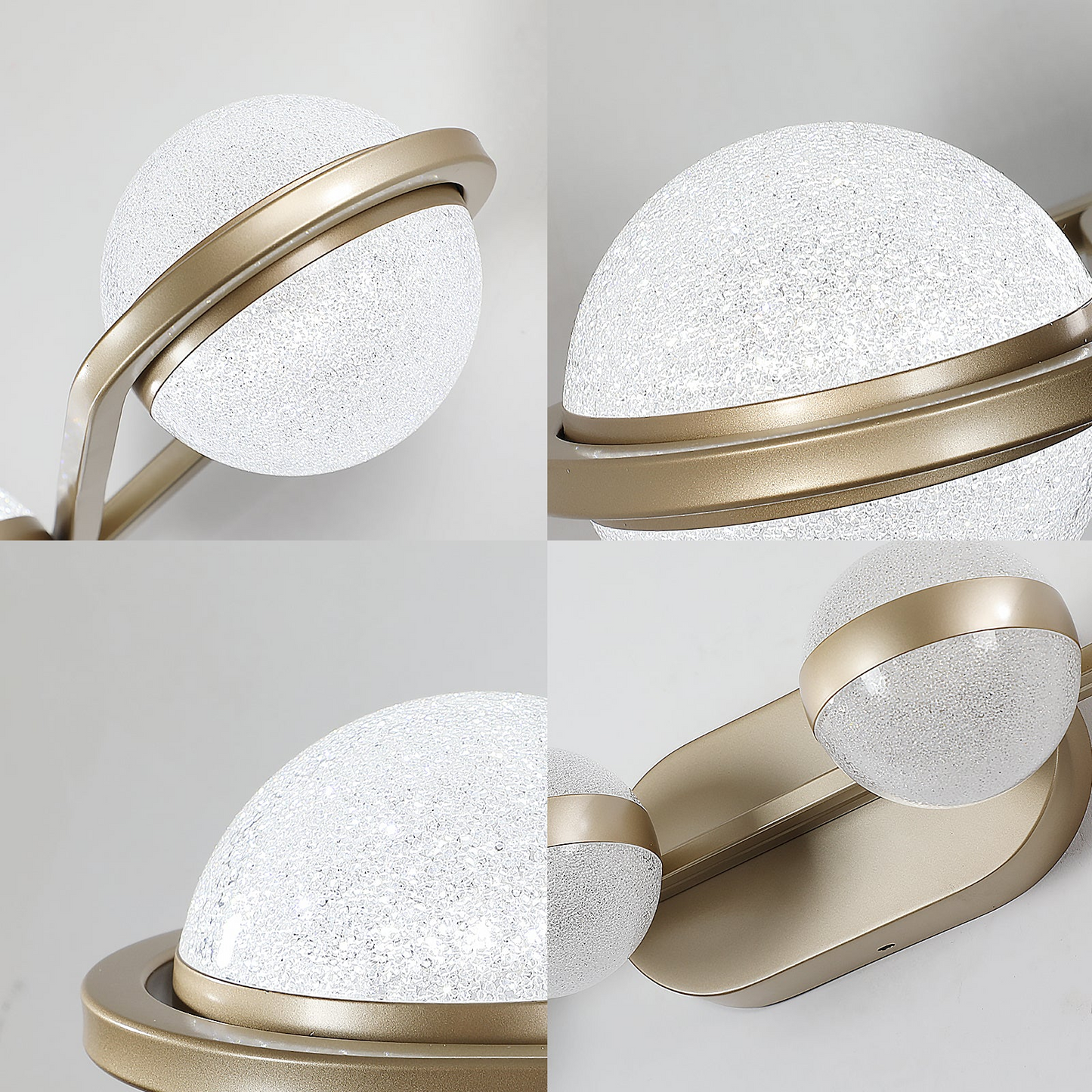 Modern Minimalist Bathroom Vanity Light, LED 6 Bulb Acrylic Shades, Wall Mounted Decorative Lighting Fixture, Suitable for Bathroom Vanity Mirror (Champagne Gold)