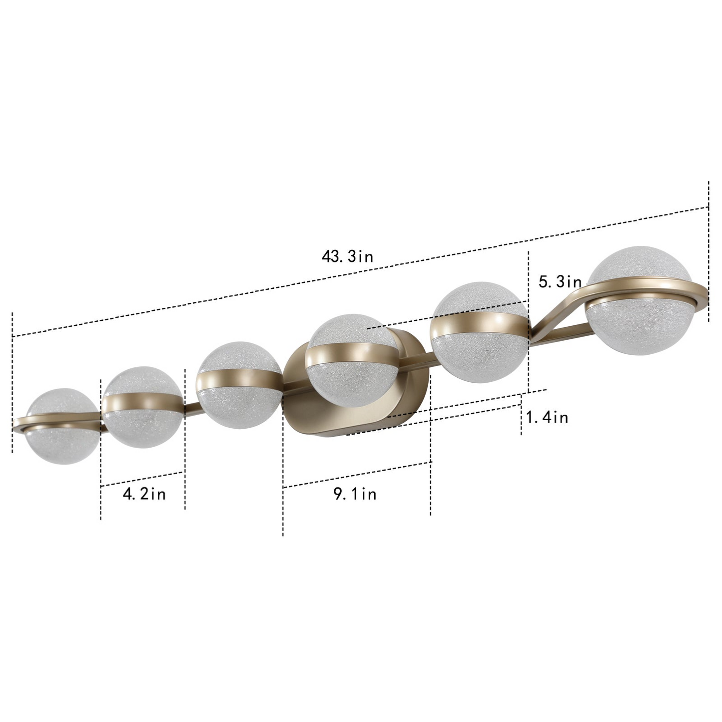 Modern Minimalist Bathroom Vanity Light, LED 6 Bulb Acrylic Shades, Wall Mounted Decorative Lighting Fixture, Suitable for Bathroom Vanity Mirror (Champagne Gold)