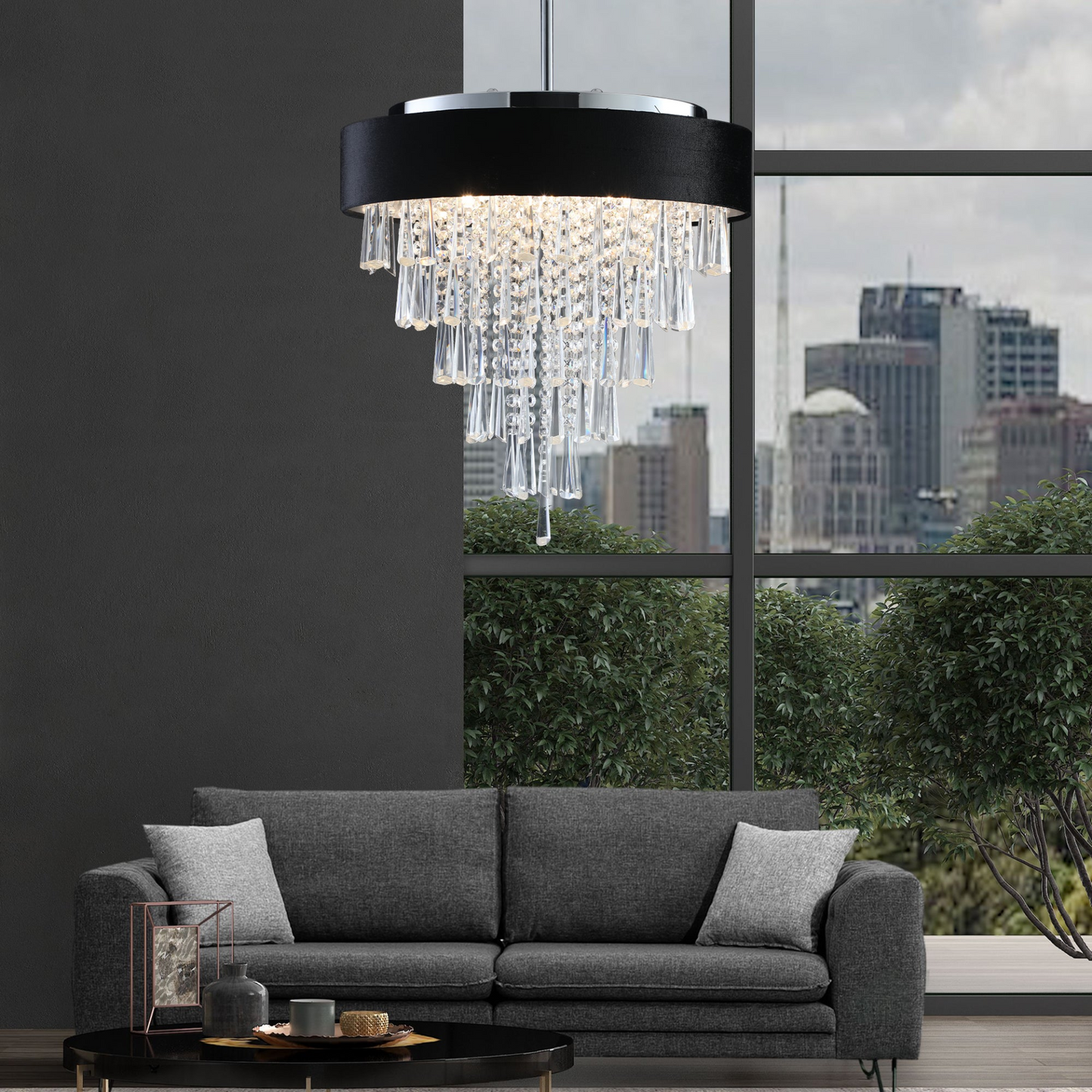 Modern Crystal Chandelier for Living-Room Round Cristal Lamp Luxury Home Decor Light Fixture