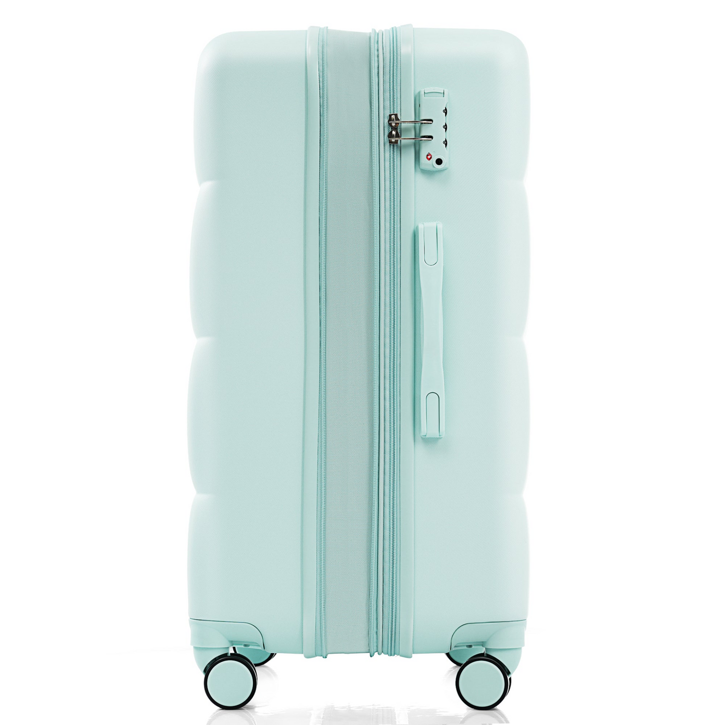 Luggage Set of 3, 20-inch with USB Port, Airline Certified Carry-on Luggage with Cup Holder, ABS Hard Shell Luggage with Spinner Wheels, grey green