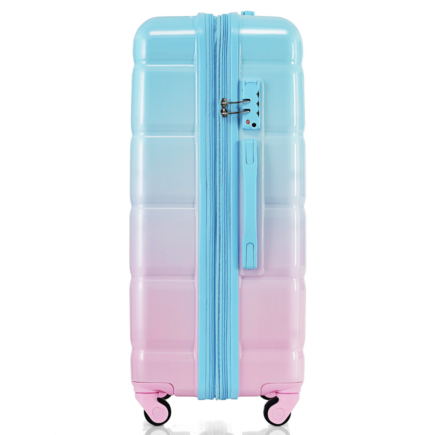 Luggage Set of 3, 20-inch with USB Port, Airline Certified Carry-on Luggage with Cup Holder, ABS+PC Hard Shell Luggage with Spinner Wheels, light blue