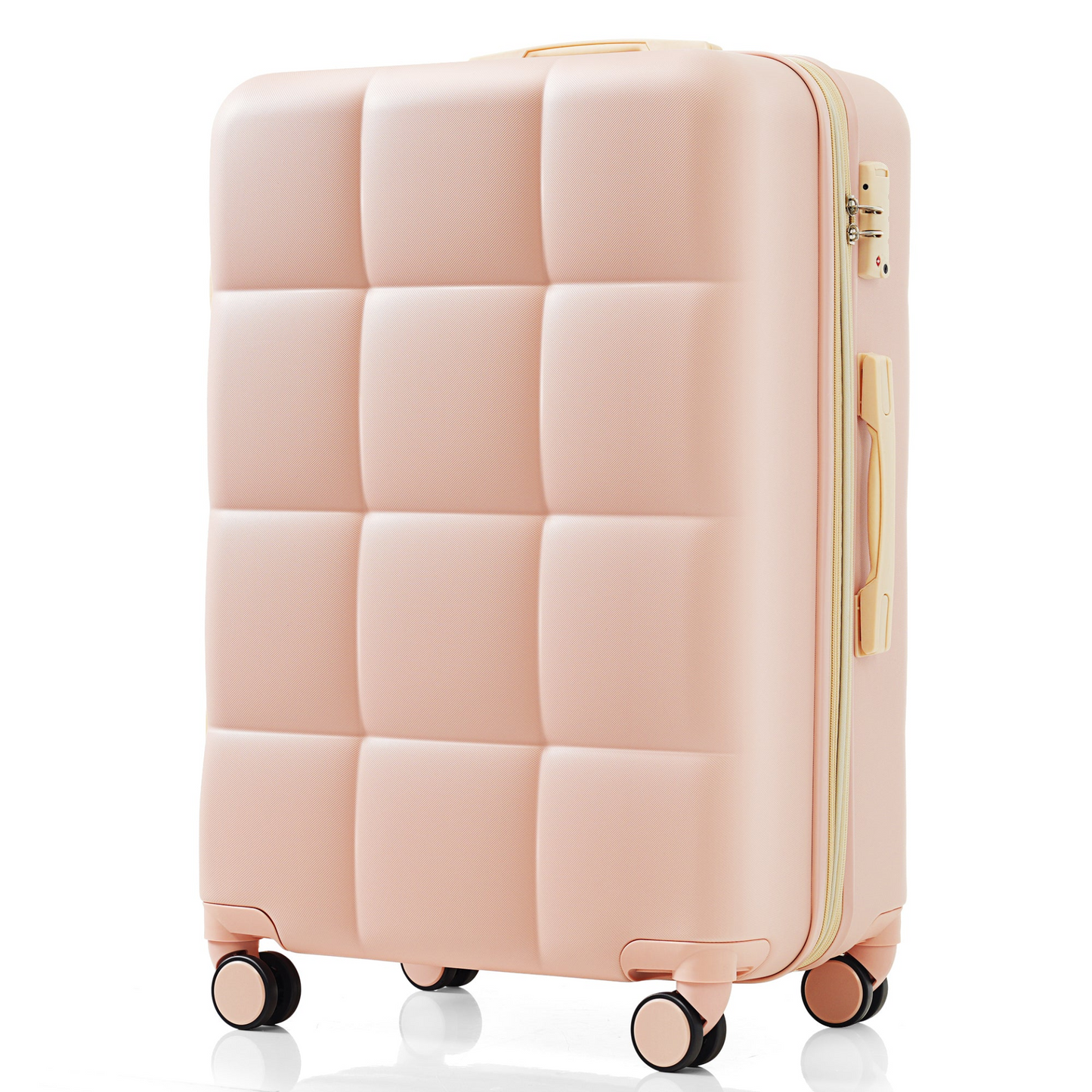 Luggage Set of 3, 20-inch with USB Port, Airline Certified Carry-on Luggage with Cup Holder, ABS Hard Shell Luggage with Spinner Wheels, pink
