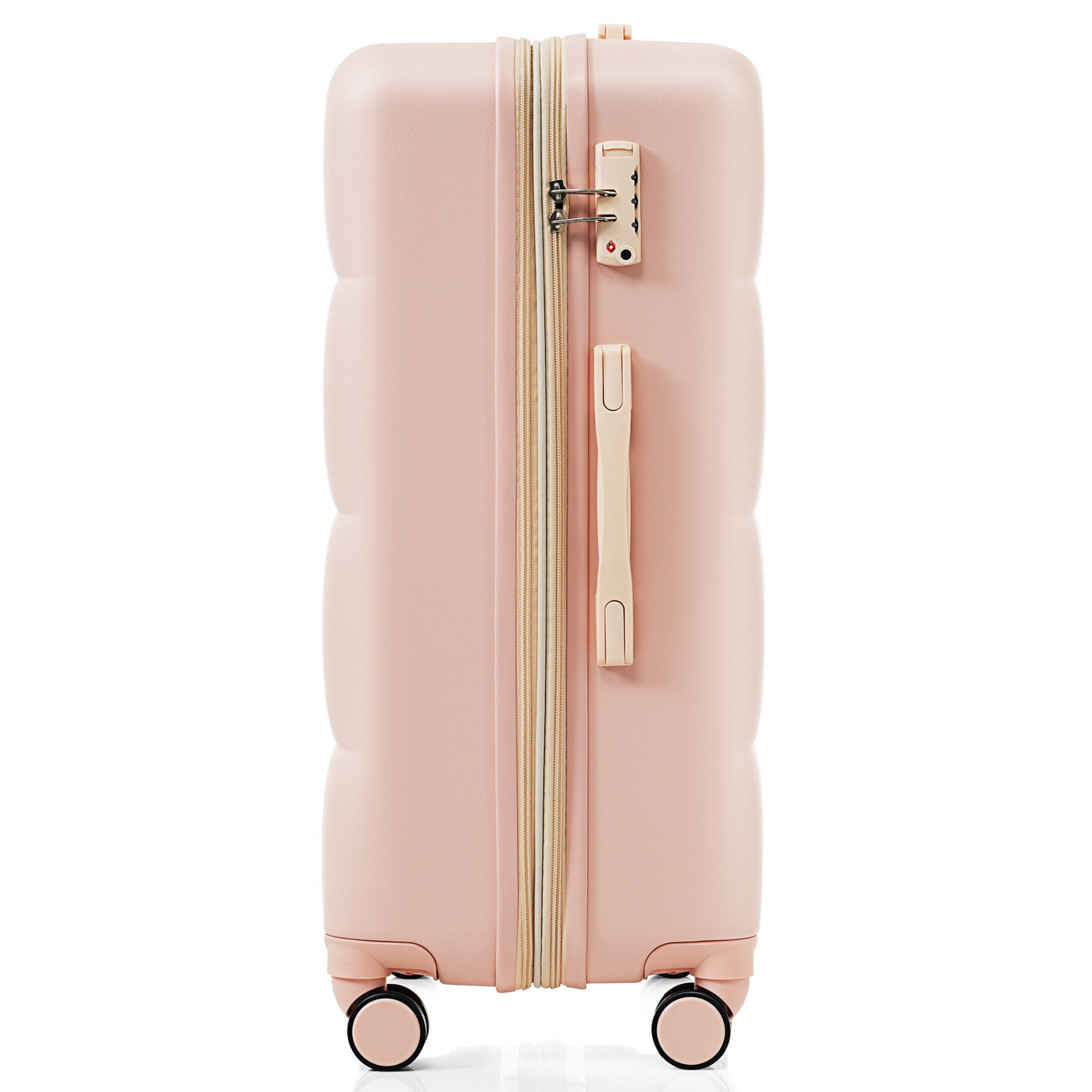 Luggage Set of 3, 20-inch with USB Port, Airline Certified Carry-on Luggage with Cup Holder, ABS Hard Shell Luggage with Spinner Wheels, pink