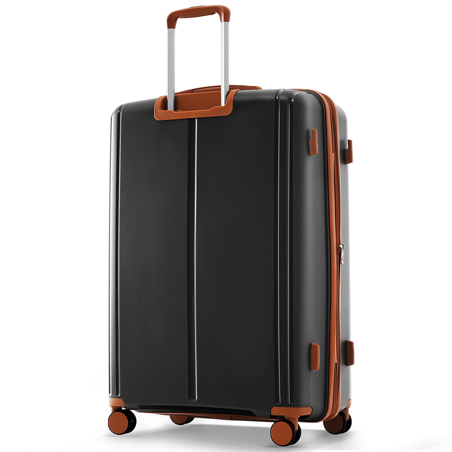 Luggage Sets 4 Piece, Expandable PP Lightweight Suitcase with Travel Bag, Carry On Luggage Suitcase Set with 360° Spinner Wheels, black and Brown