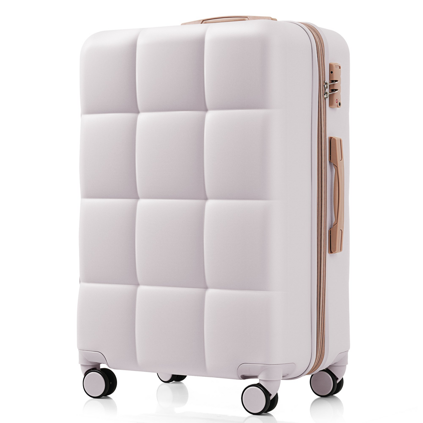 Luggage Set of 3, 20-inch with USB Port, Airline Certified Carry-on Luggage with Cup Holder, ABS Hard Shell Luggage with Spinner Wheels, light grey