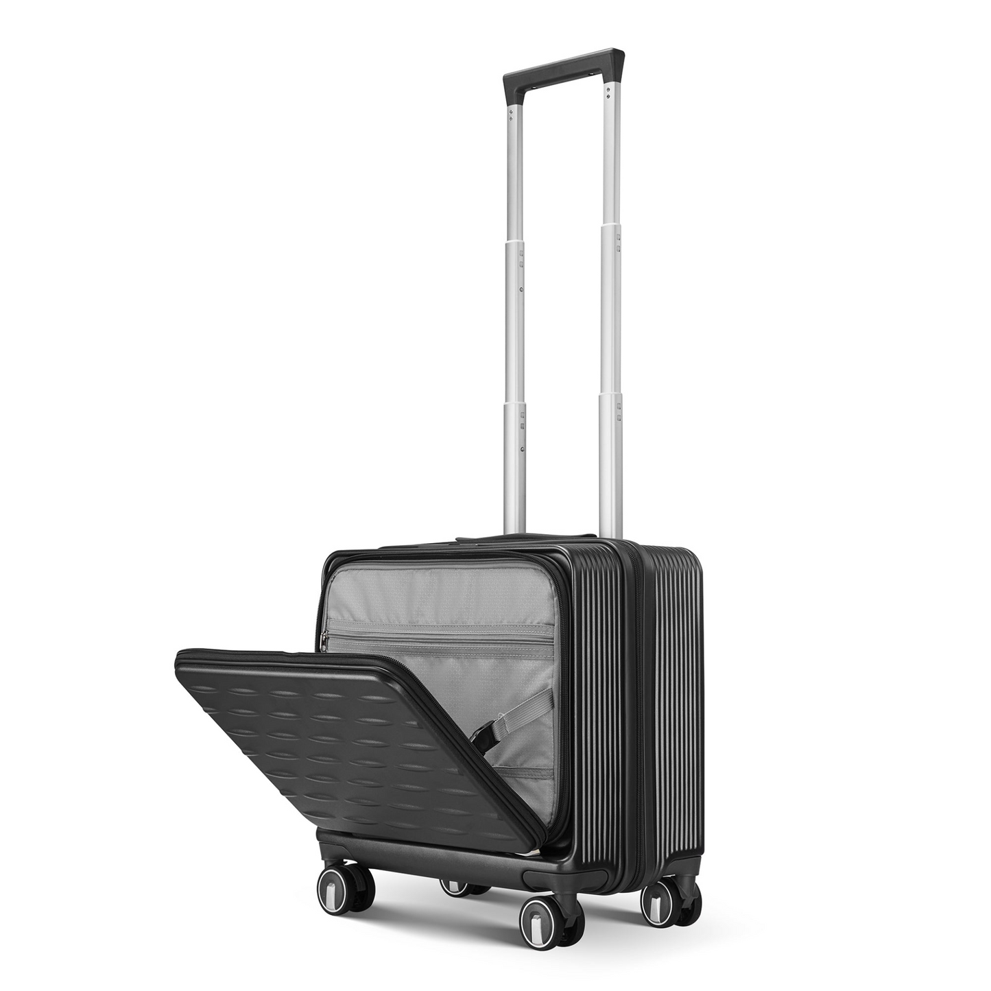 18" Carry On Luggage with Front Open Door &Laptop Interlayer, Hard Shell Suitcase Built-In TSA Luggage Lock, Hardside Lightweight PC Travel Suitcase for Women Men with Spinner Wheels Airline Approved