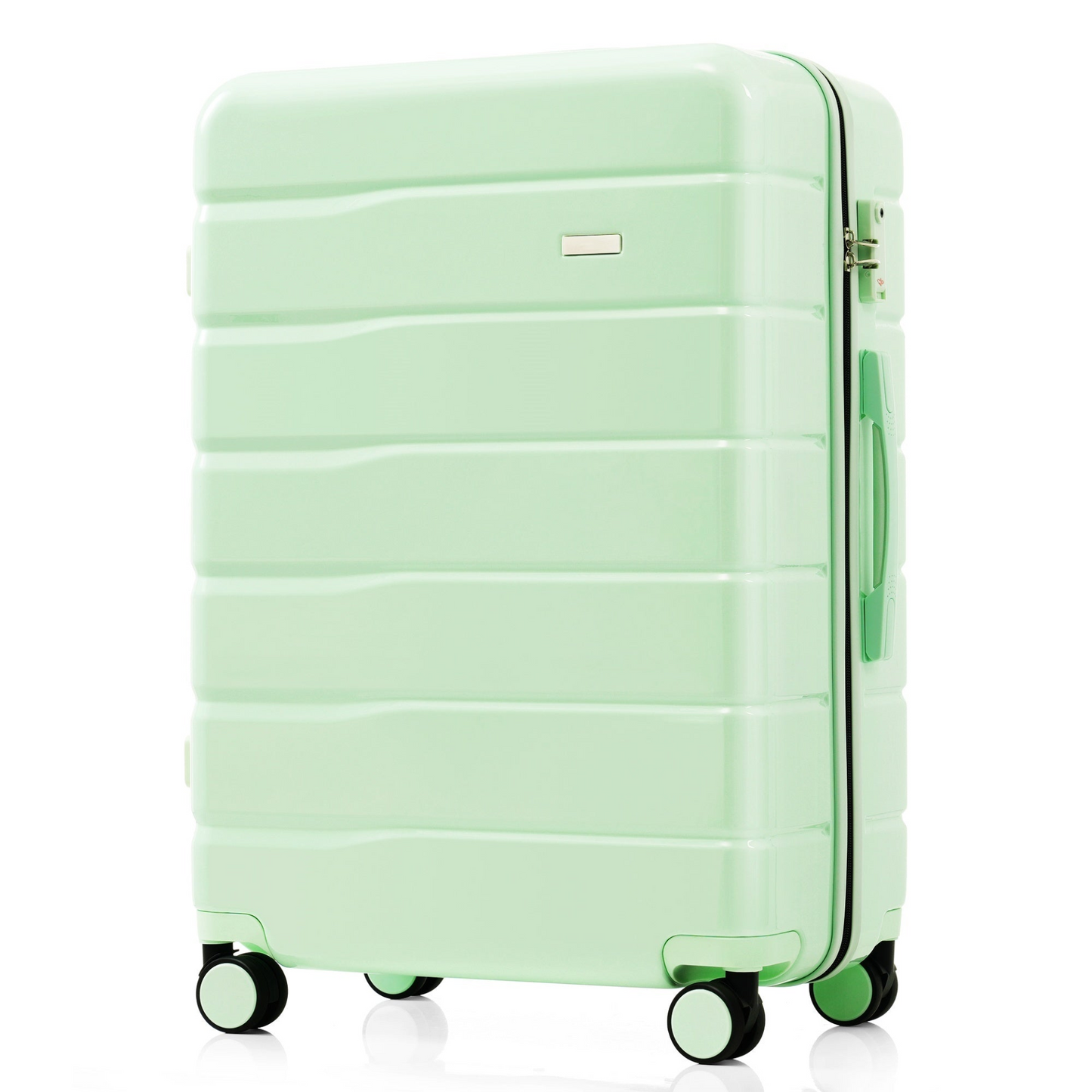 Premium ABS Travel Luggage Set , 3-Piece TSA Lock Suitcase Ensemble with 20, 24, and 28 Inch Sizes with 360° Spinner Wheels, light green