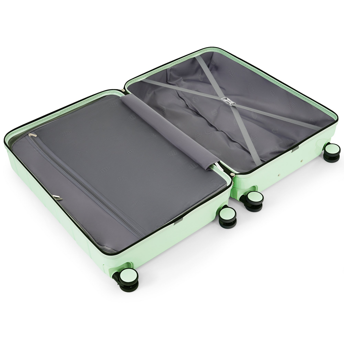 Premium ABS Travel Luggage Set , 3-Piece TSA Lock Suitcase Ensemble with 20, 24, and 28 Inch Sizes with 360° Spinner Wheels, light green
