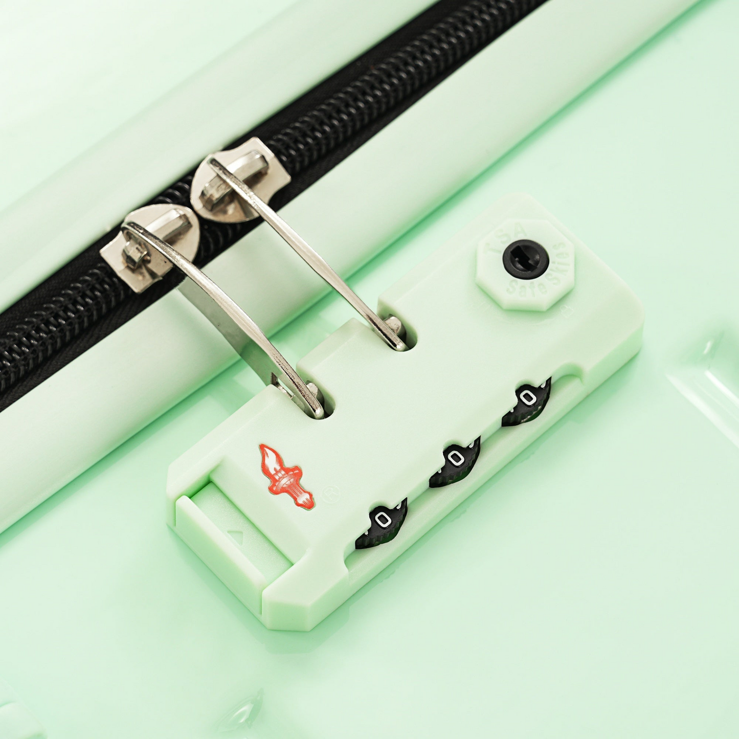 Premium ABS Travel Luggage Set , 3-Piece TSA Lock Suitcase Ensemble with 20, 24, and 28 Inch Sizes with 360° Spinner Wheels, light green