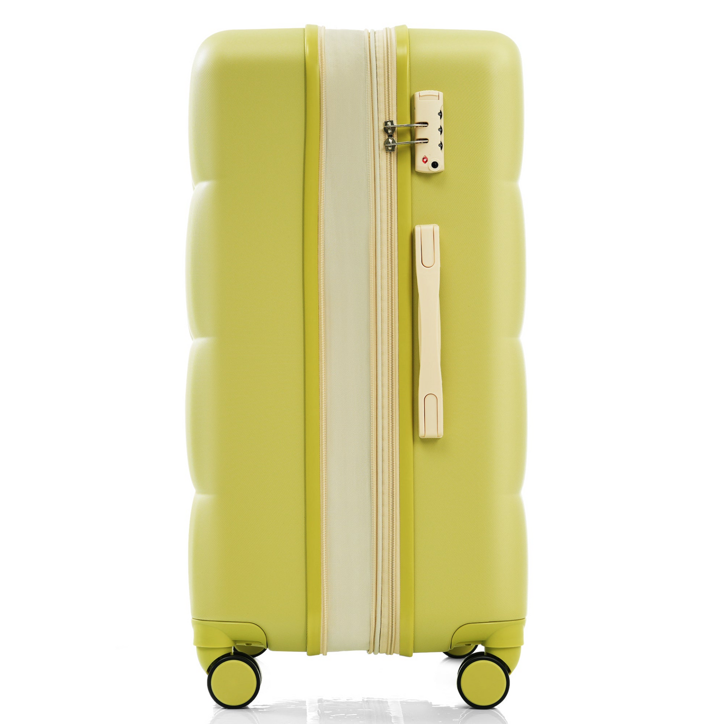 Luggage Set of 3, 20-inch with USB Port, Airline Certified Carry-on Luggage with Cup Holder, ABS Hard Shell Luggage with Spinner Wheels, olive yellow
