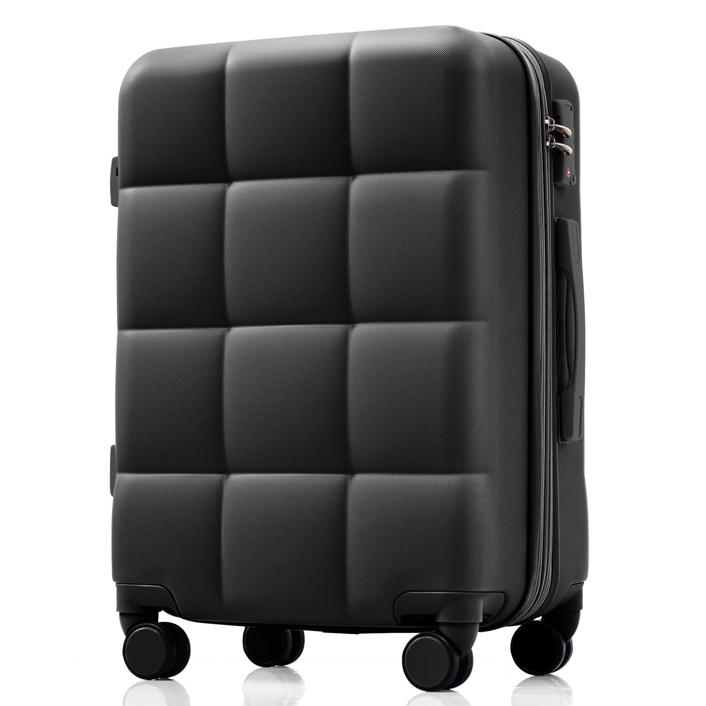 Luggage Set of 3, 20-inch with USB Port, Airline Certified Carry-on Luggage with Cup Holder, ABS Hard Shell Luggage with Spinner Wheels, black