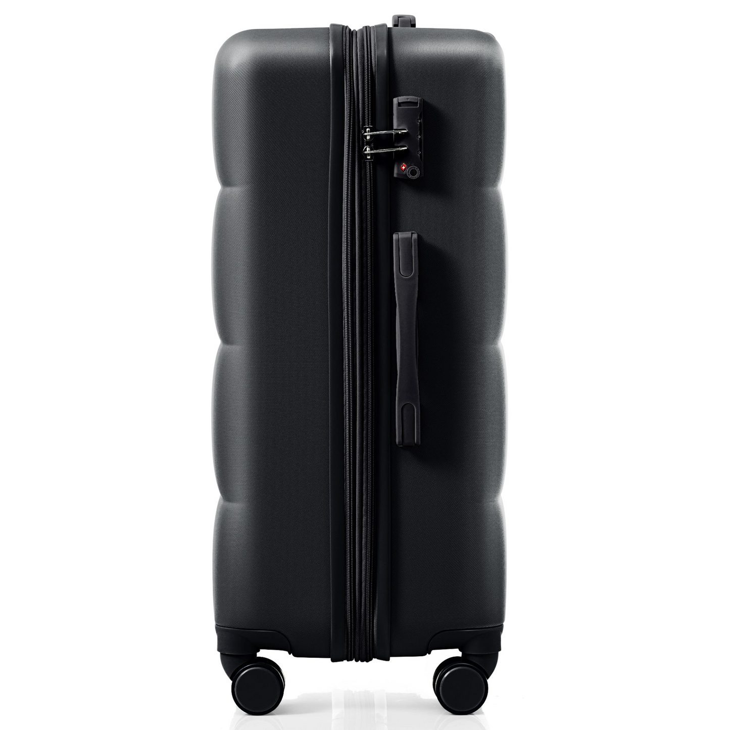 Luggage Set of 3, 20-inch with USB Port, Airline Certified Carry-on Luggage with Cup Holder, ABS Hard Shell Luggage with Spinner Wheels, black