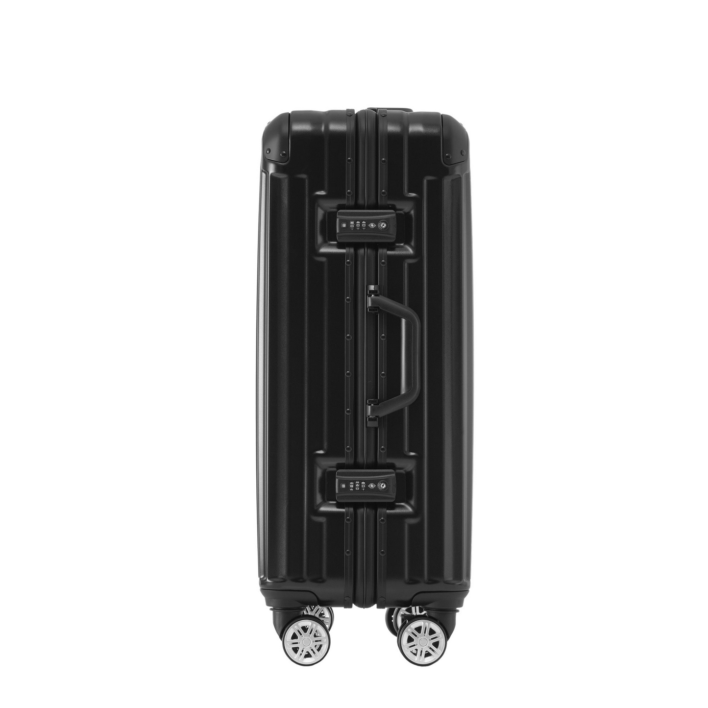 1pc 20in Aluminum Frame Luggage with USB port, Vacation Carry-On Suitcase with Spinner Wheels and TSA Lock, Travel Trolley Case For Short Business Trips, Beach Holidays, black