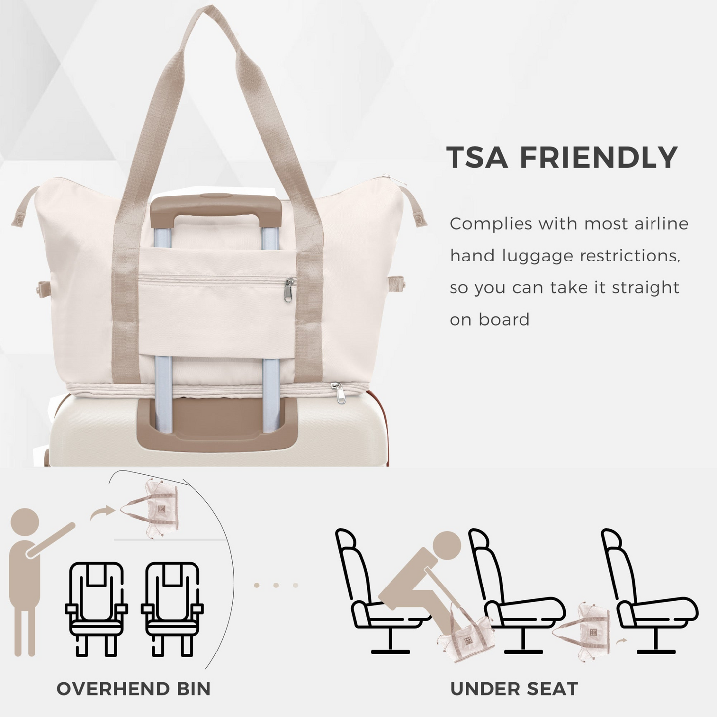 Luggage Sets 4 Piece, Expandable ABS Durable Suitcase with Travel Bag, Carry On Luggage Suitcase Set with 360° Spinner Wheels, ivory and golden