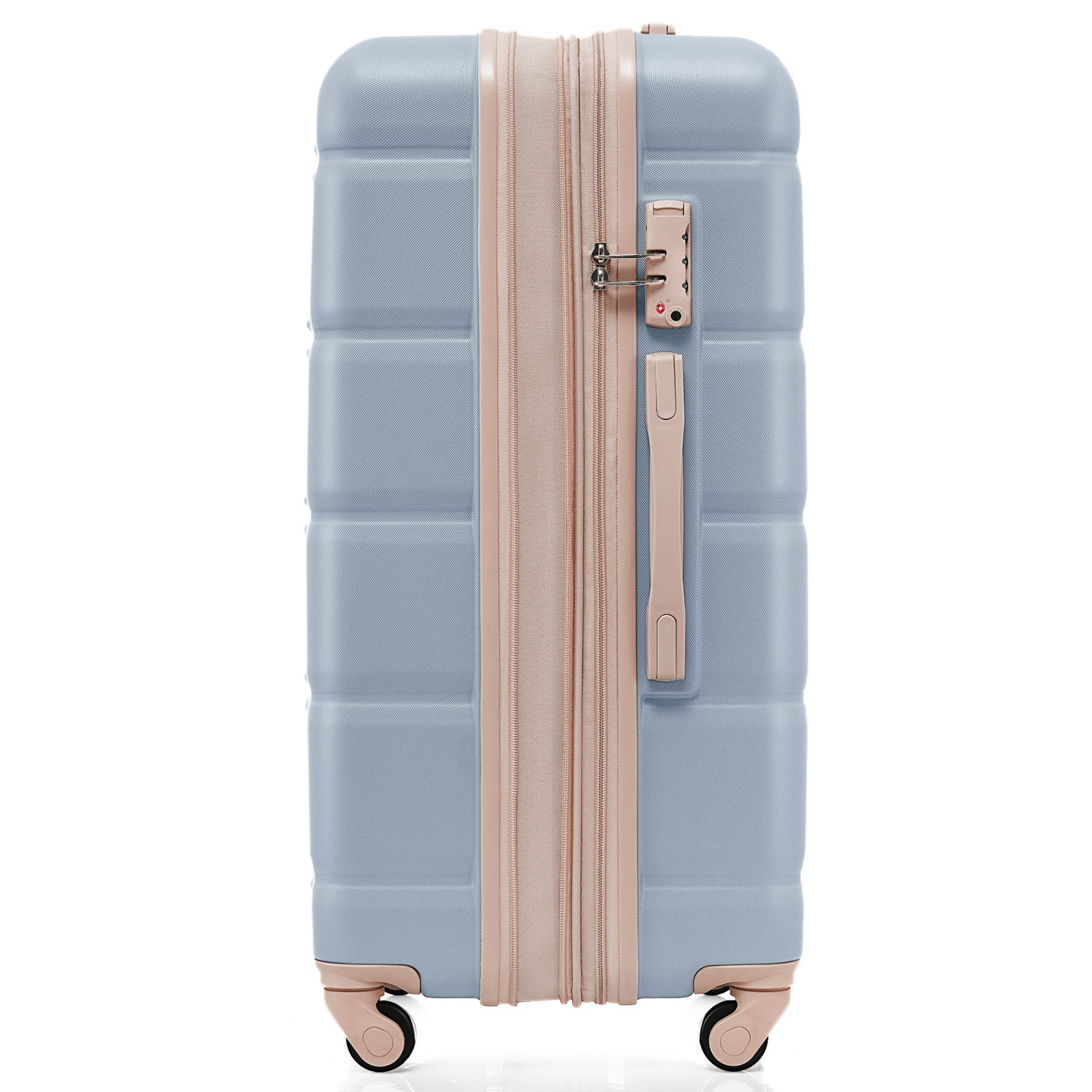 Luggage Set of 3, 20-inch with USB Port, Airline Certified Carry-on Luggage with Cup Holder, ABS Hard Shell Luggage with Spinner Wheels, light blue and golden