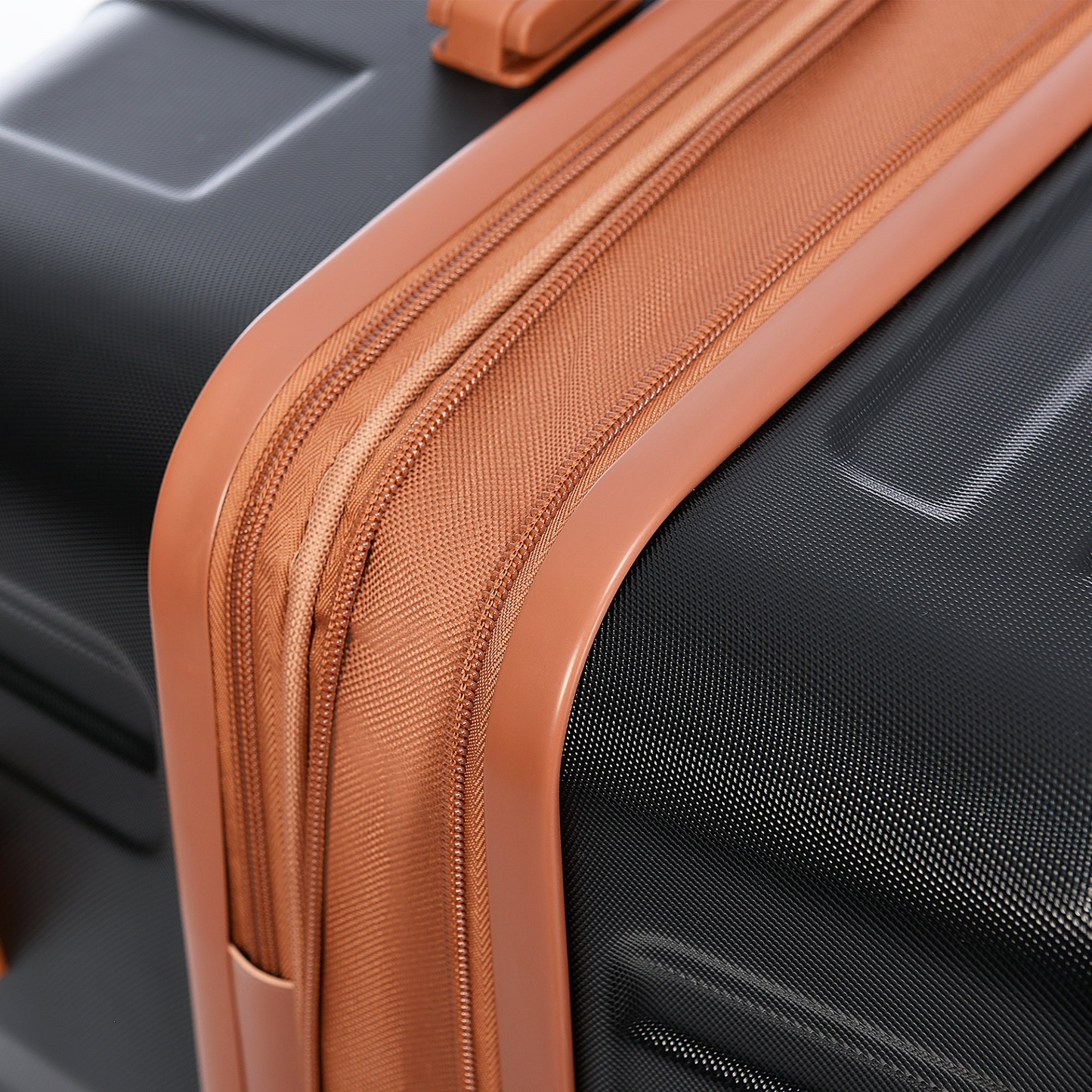Luggage Sets 4 Piece, Expandable ABS Durable Suitcase with Travel Bag, Carry On Luggage Suitcase Set with 360° Spinner Wheels, black and brown