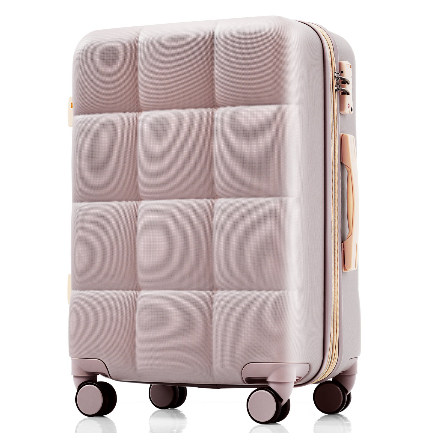 Luggage Set of 3, 20-inch with USB Port, Airline Certified Carry-on Luggage with Cup Holder, ABS Hard Shell Luggage with Spinner Wheels, RosyBrown