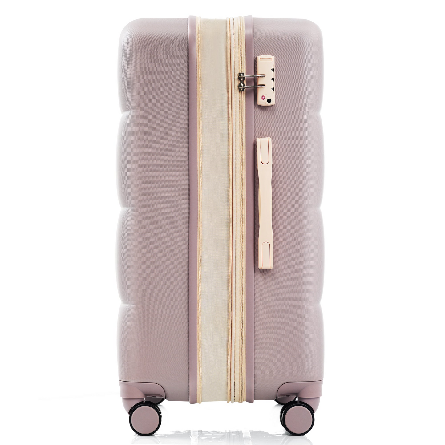 Luggage Set of 3, 20-inch with USB Port, Airline Certified Carry-on Luggage with Cup Holder, ABS Hard Shell Luggage with Spinner Wheels, RosyBrown