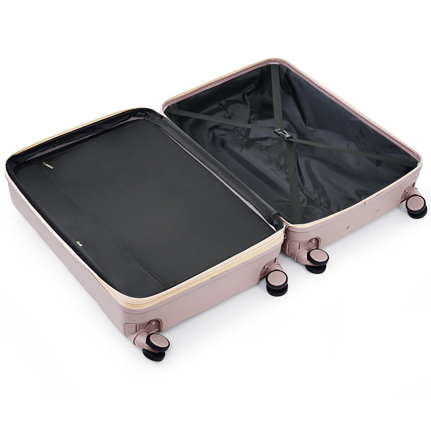 Luggage Set of 3, 20-inch with USB Port, Airline Certified Carry-on Luggage with Cup Holder, ABS Hard Shell Luggage with Spinner Wheels, RosyBrown