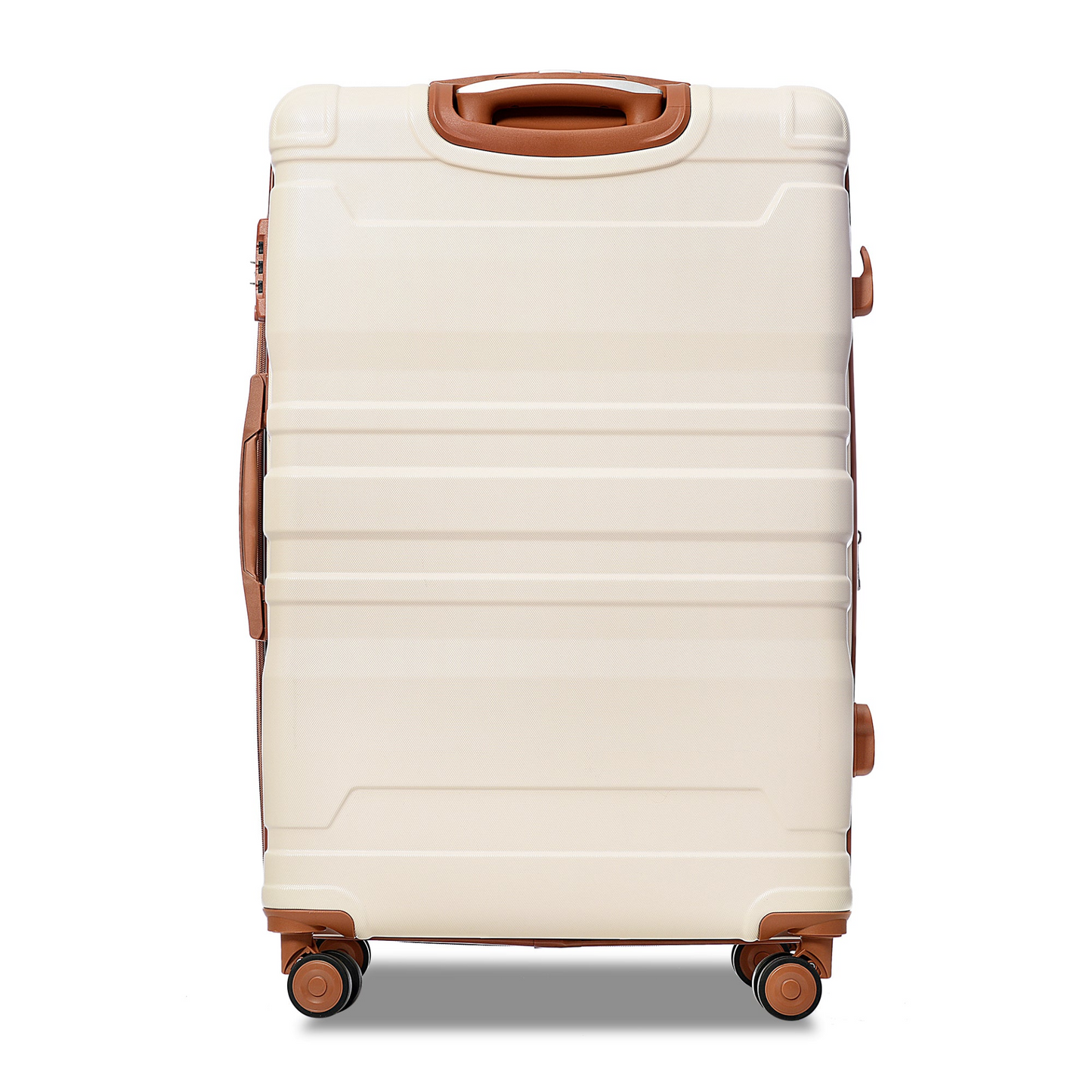 Luggage Sets New Model Expandable ABS Hardshell 3pcs Clearance Luggage Hardside Lightweight Durable Suitcase sets Spinner Wheels Suitcase with TSA Lock 20''24''28''(Beige and Brown)